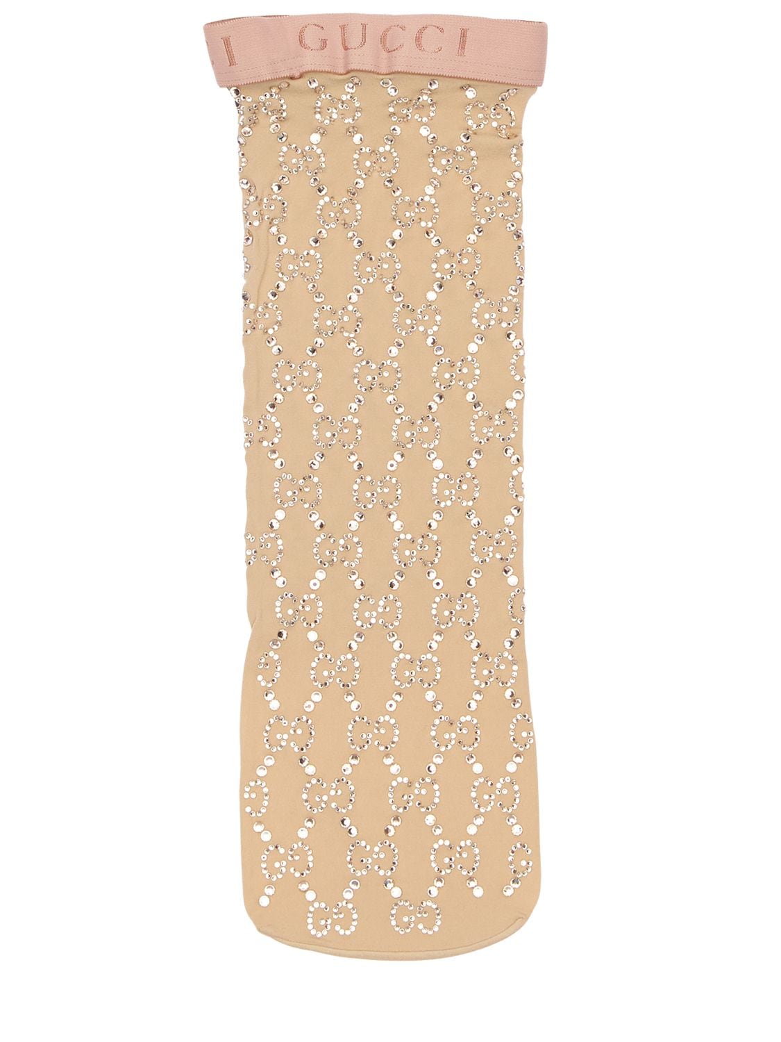 Gucci Gg Embellished Elastic Socks In Ivory
