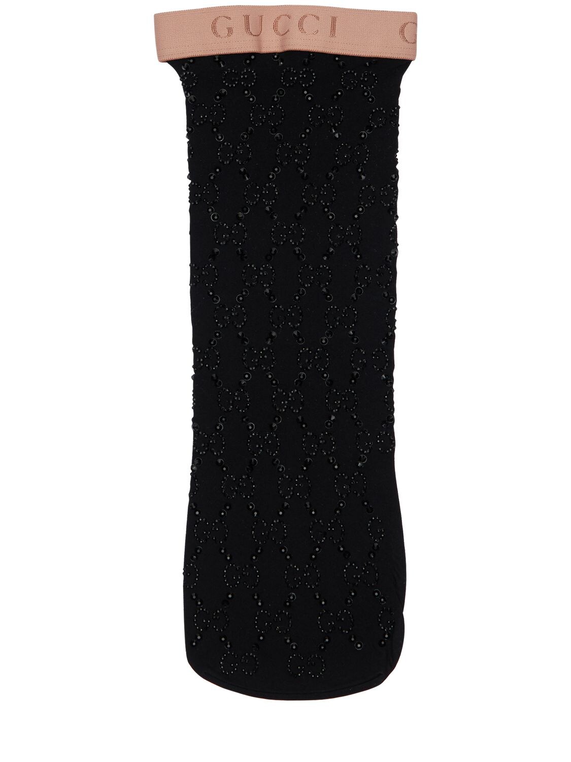 Gucci Gg Embellished Elastic Socks In Black