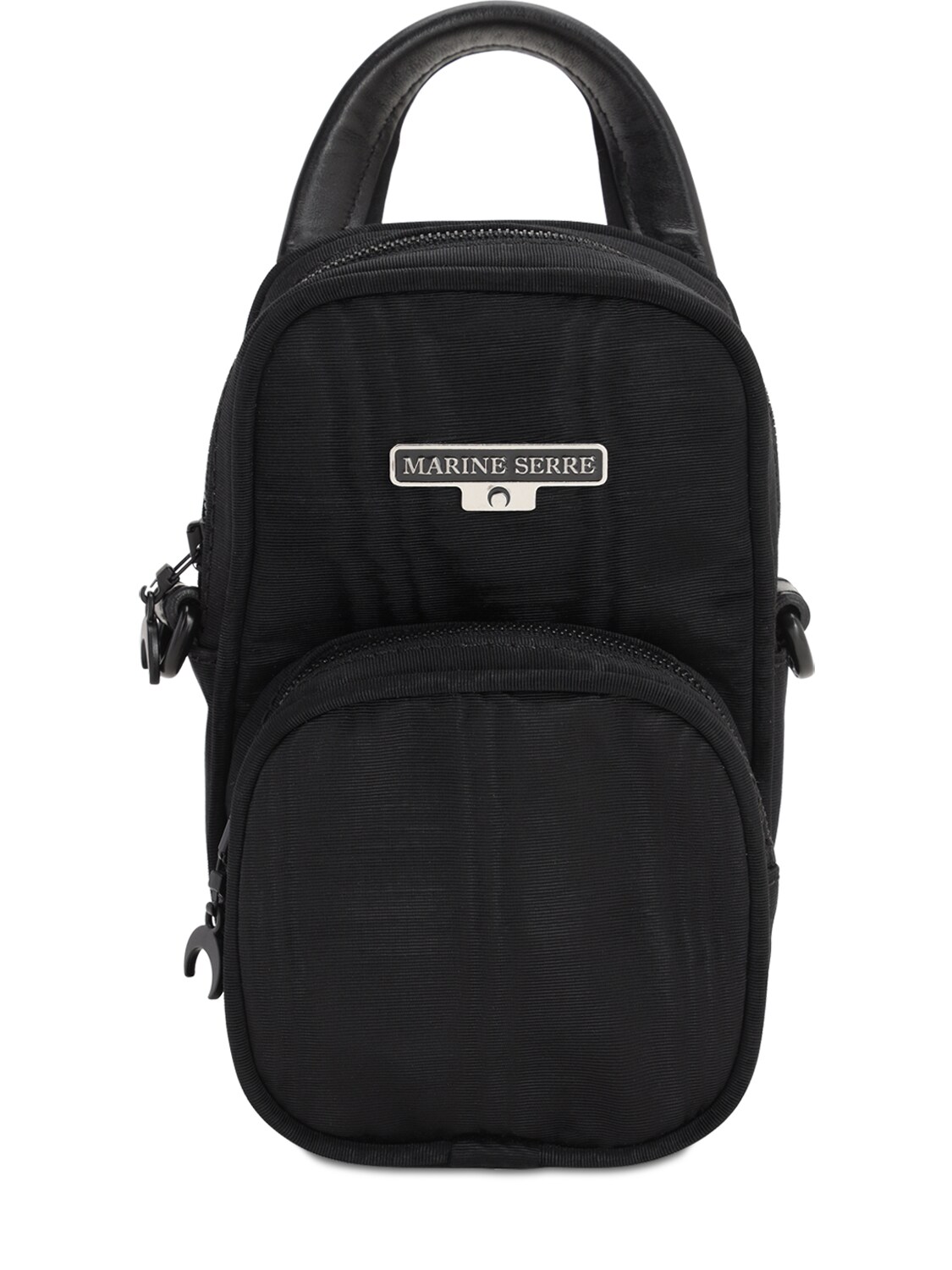 Marine Serre Logo Mini Viscose Backpack In Black