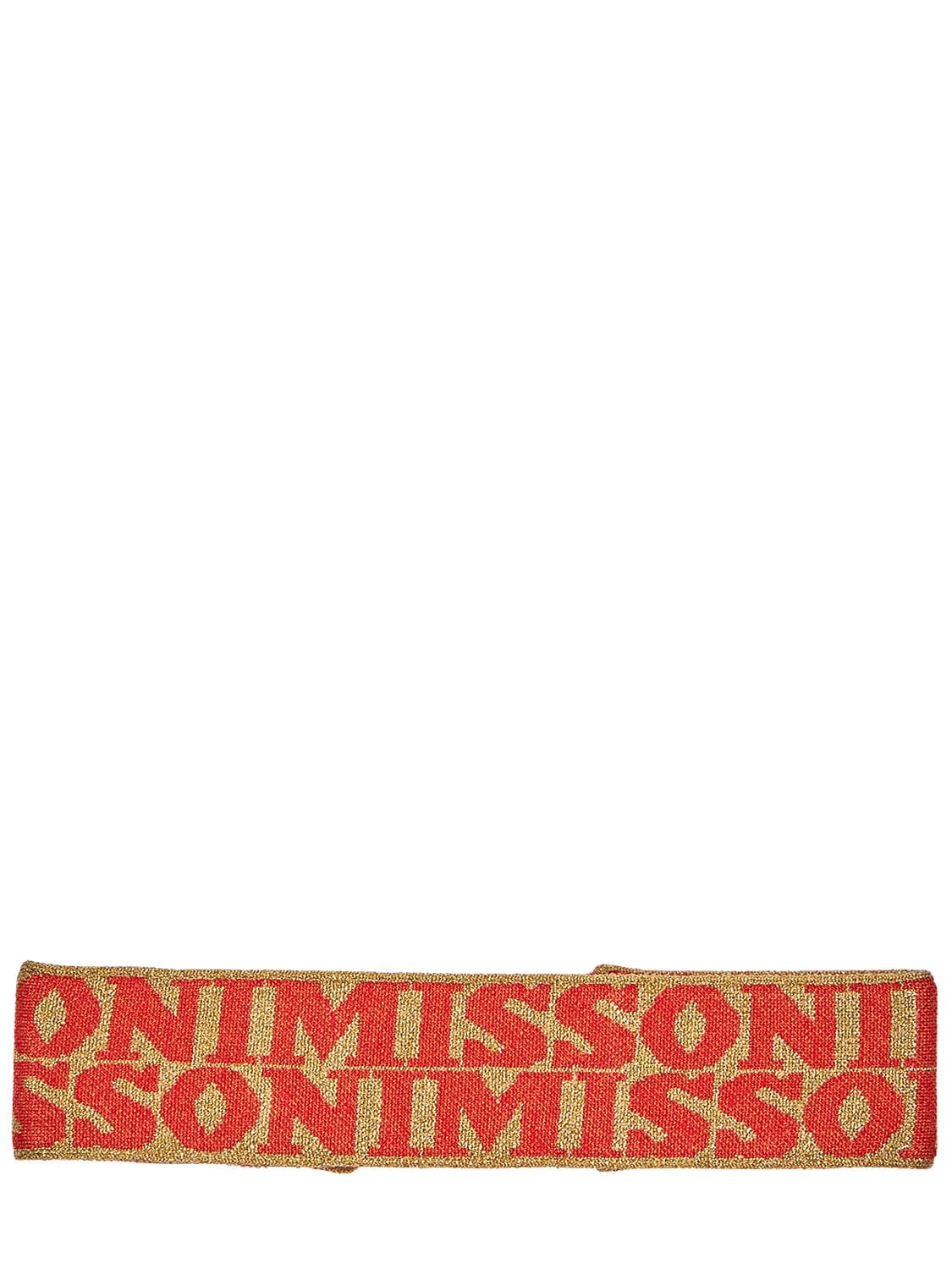 Missoni Logo Jacquard Headband In Orange