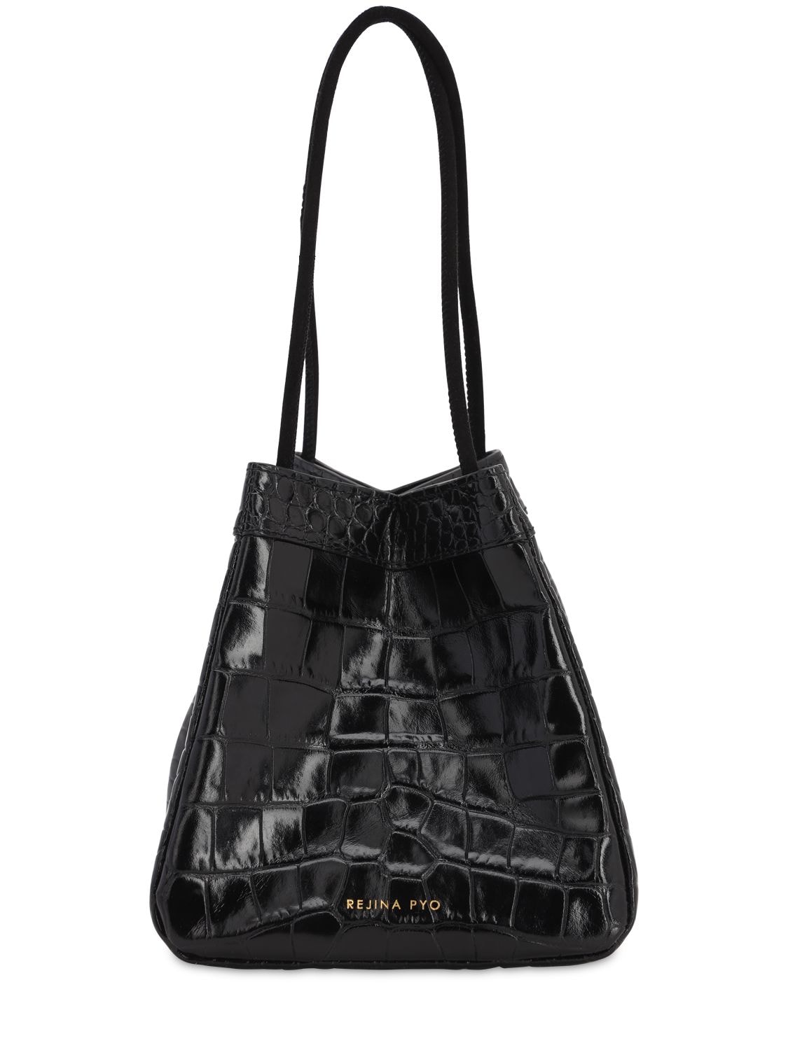 Rejina Pyo Rita Croc Embossed Leather Bag In Black