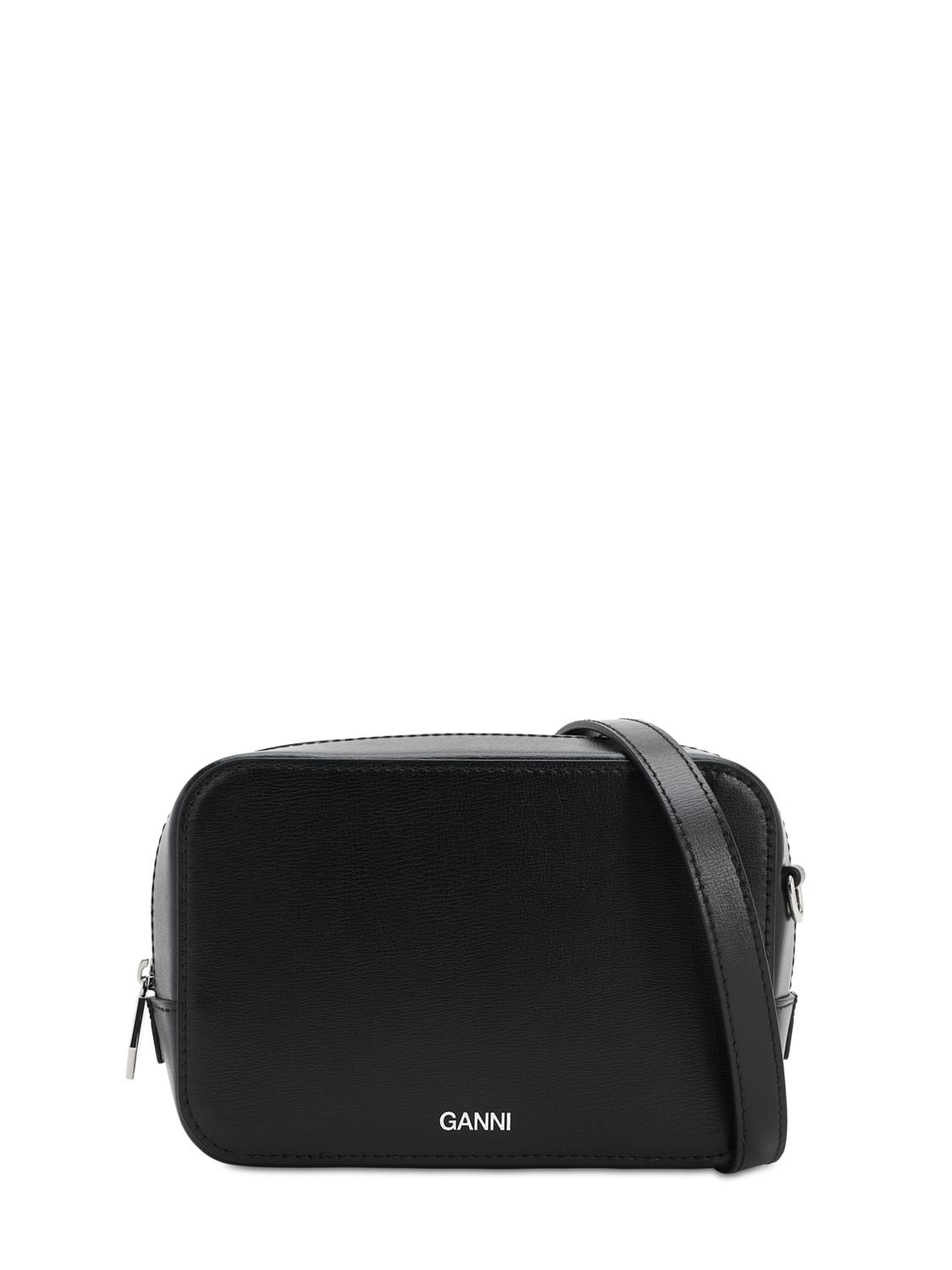 Ganni Smooth Leather Camera Bag In Black