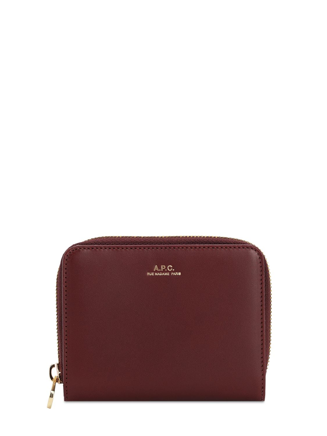A.p.c. Emmanuelle Zip-around Leather Wallet In Vino