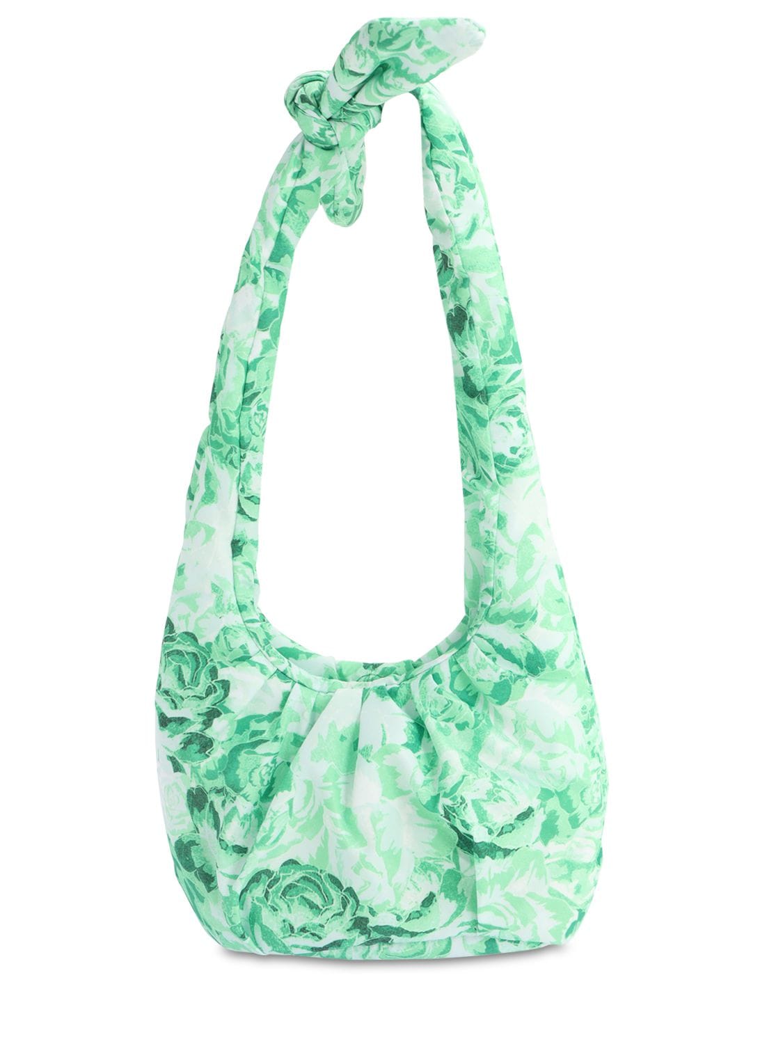 Ganni Small Printed Nylon Top Handle Bag In Island Green