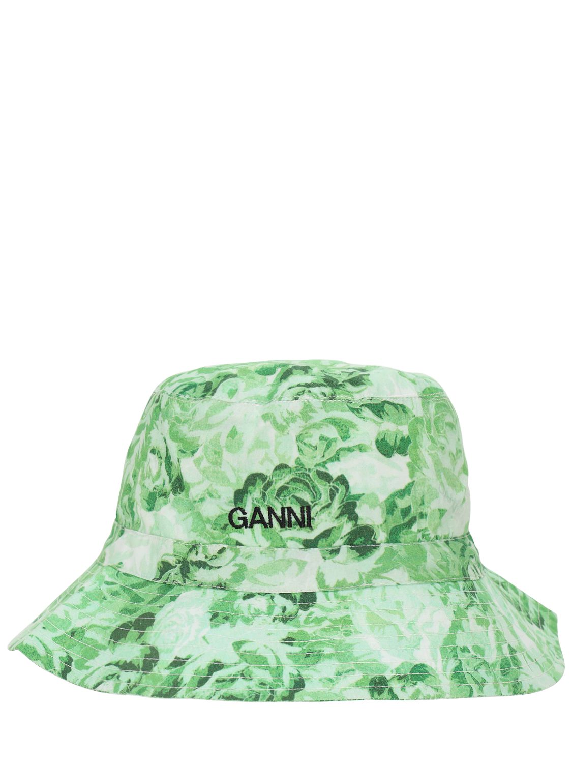 Ganni Printed Cotton Poplin Bucket Hat 
