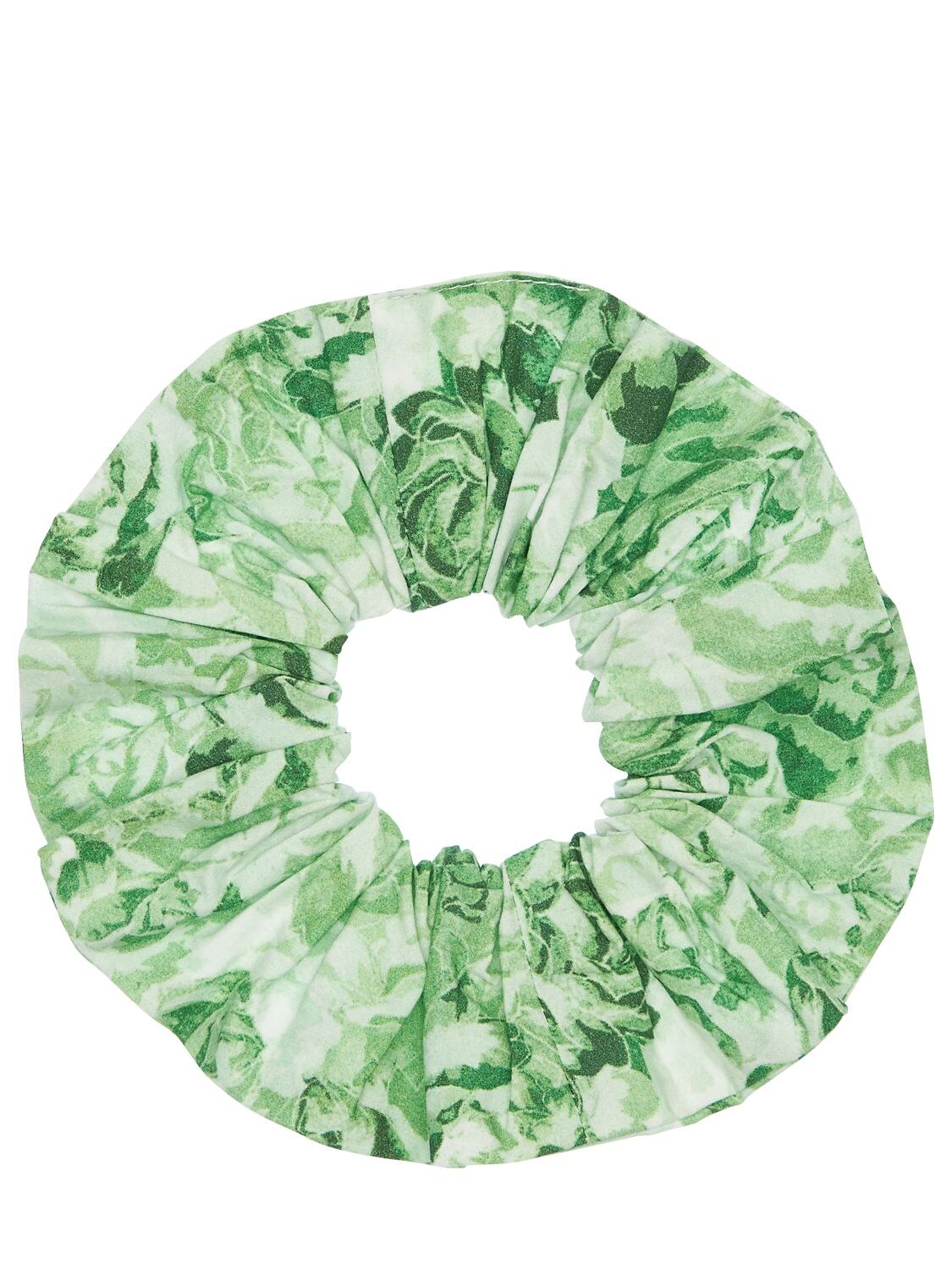 Ganni Printed Cotton Scrunchie In Island Green