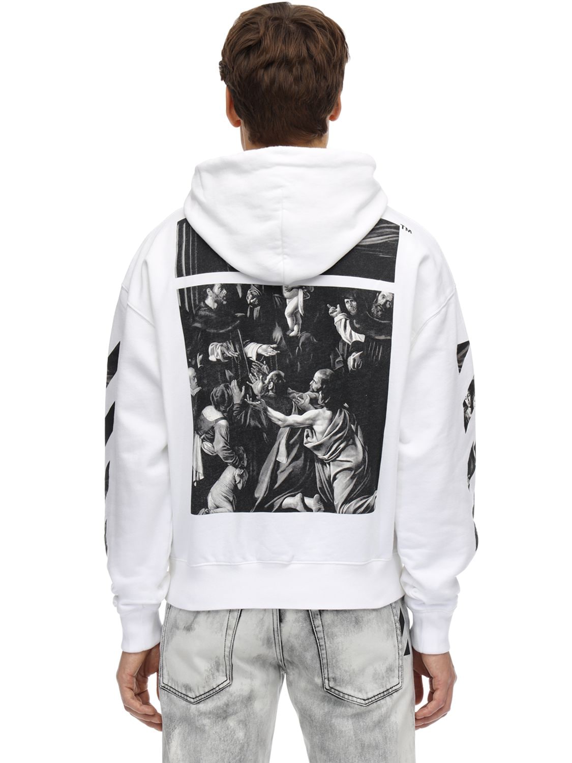 Off-white Oversize Caravaggio Print Jersey Hoodie In White,multi | ModeSens