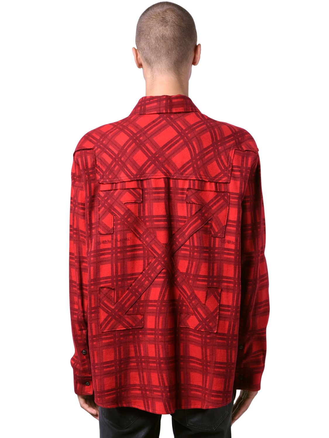 OFF-WHITE OVERSIZE CHECK COTTON FLANNEL SHIRT,71IJRD028-MJAWMA2