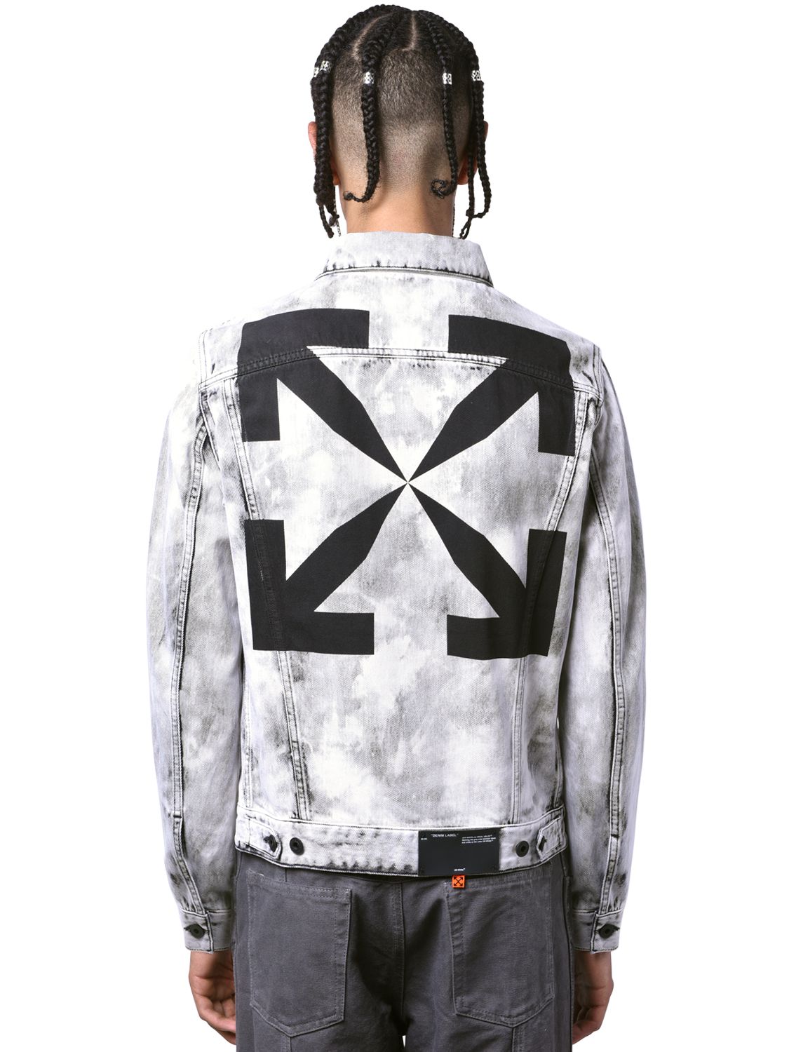 dragt fedme Intrusion Off-white Print Arrows Slim Cotton Denim Jacket In Grey | ModeSens