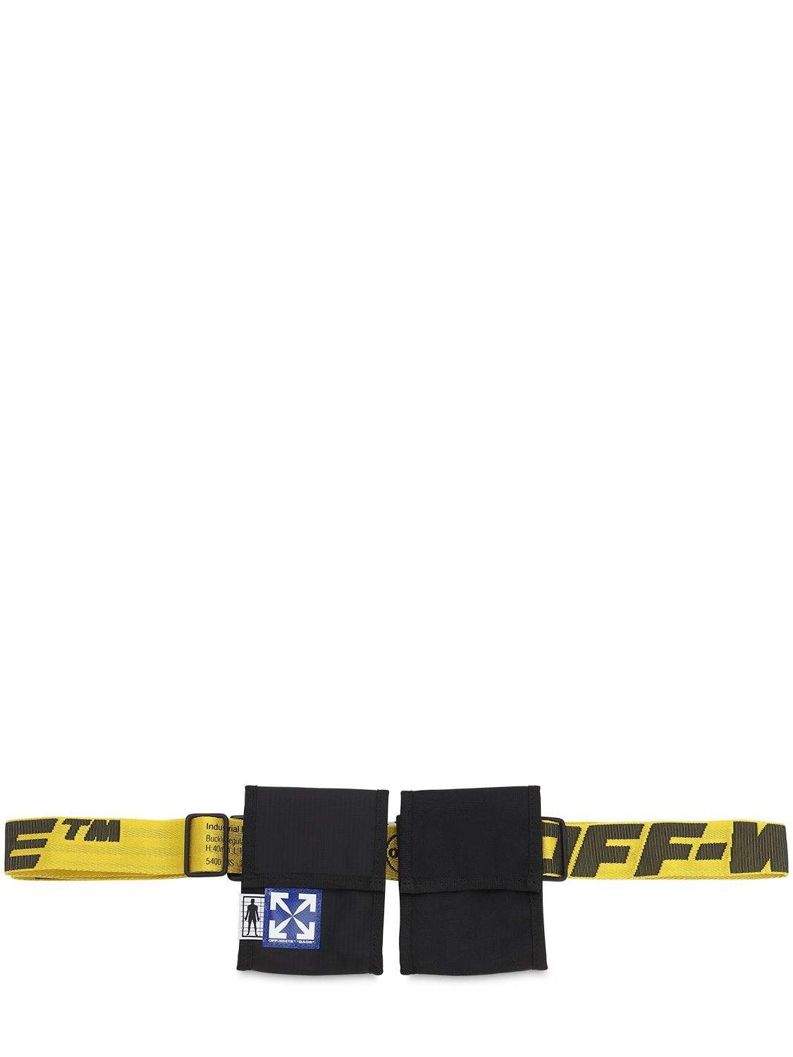Off-white Two-pouch Industrial Nylon Belt Bag In Black,yellow