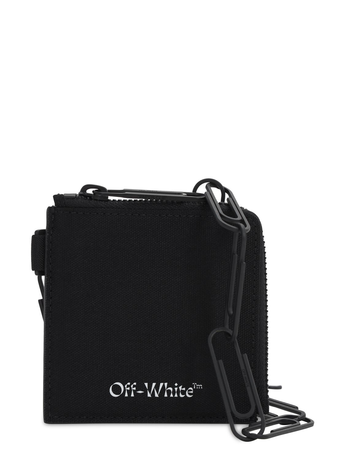 OFF-WHITE LOGO ZIP LEATHER CHAIN WALLET,71IJS5013-MTAWMA2
