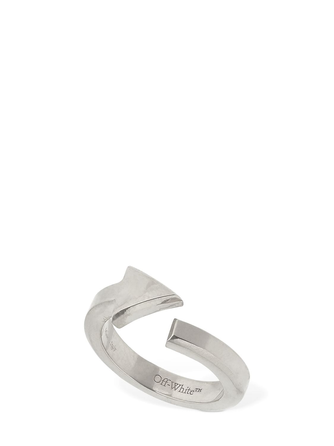 Off-white Logo Arrow Metal Ring In Silver