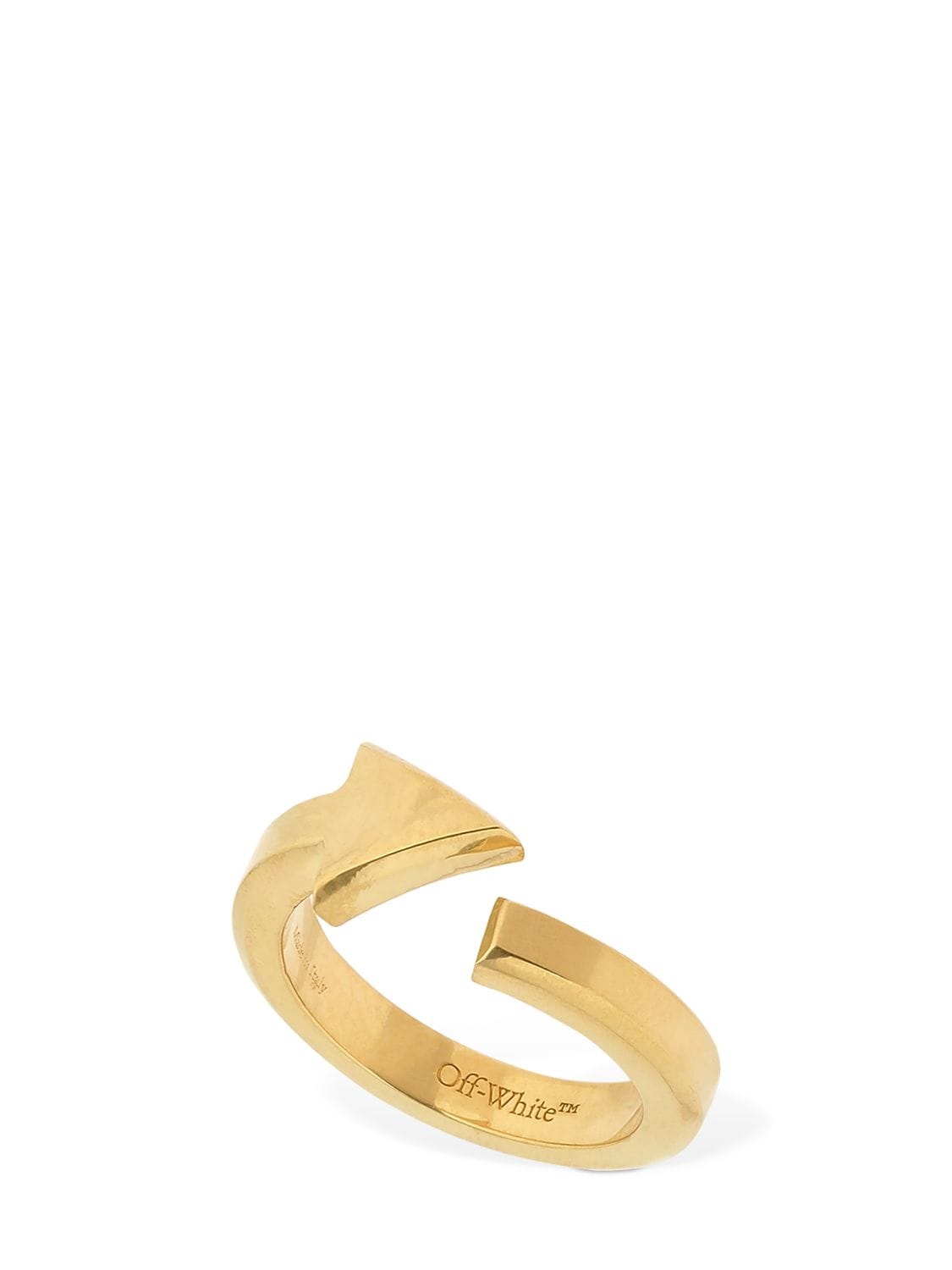 Off-white Logo Arrow Metal Ring In Gold