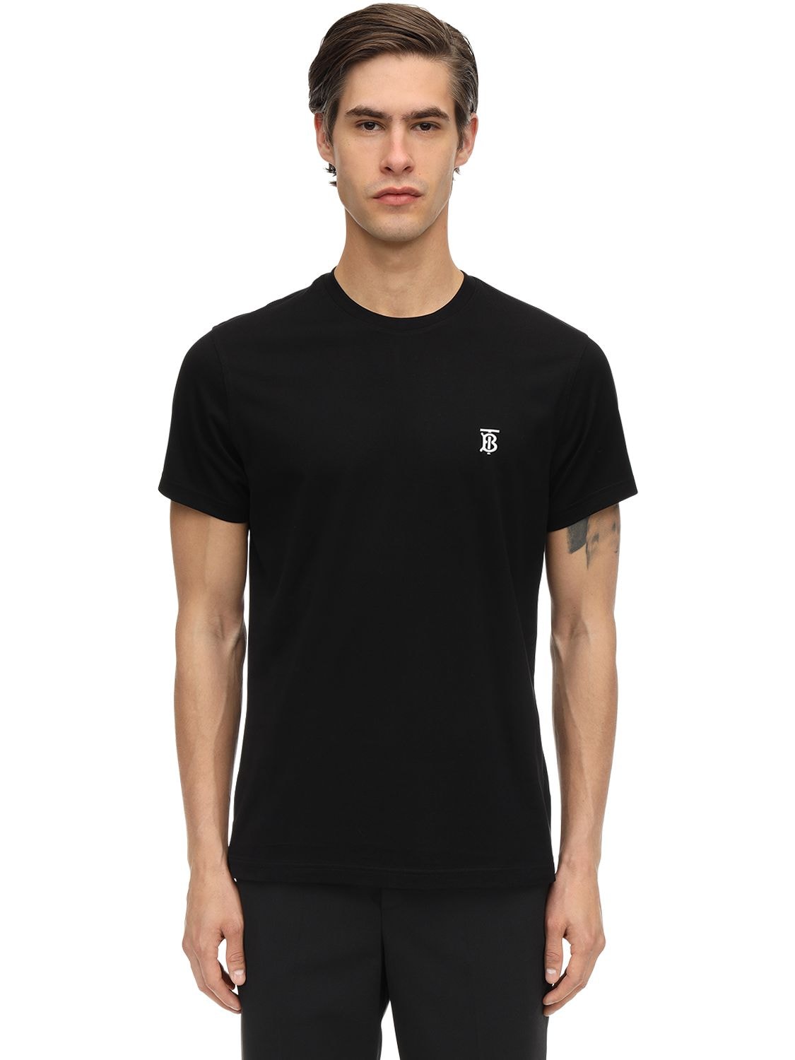 BURBERRY TB LOGO EMBROIDERY COTTON JERSEY T-SHIRT,70IJSJ029-QTEXODK1