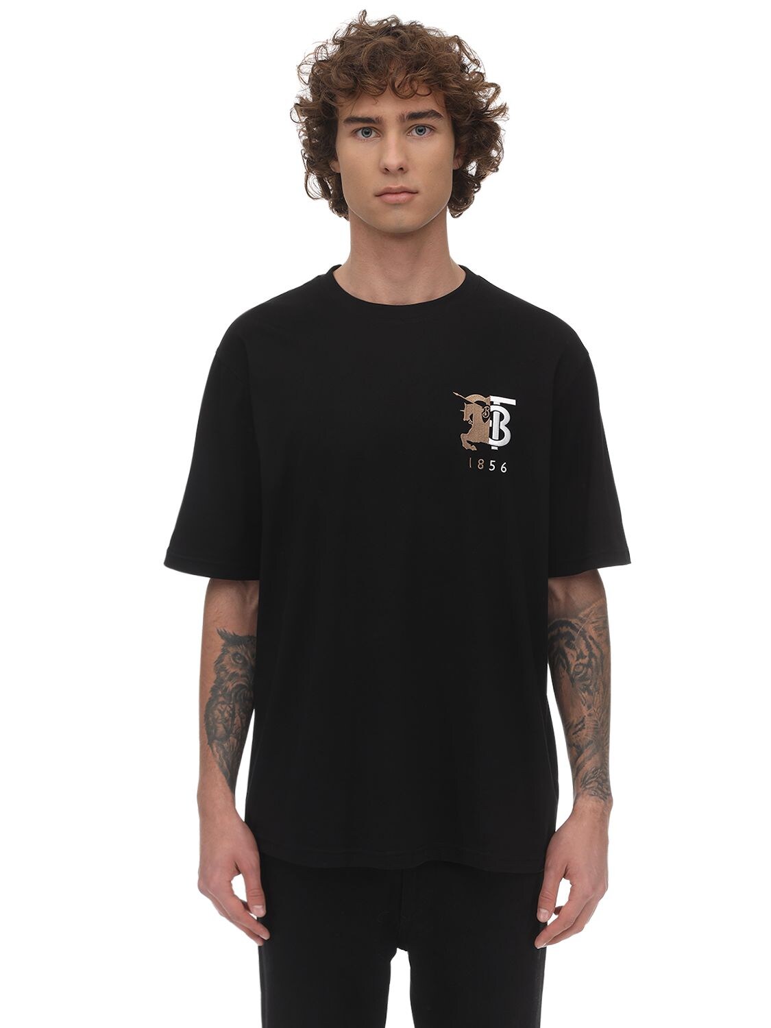 BURBERRY LOGO EMBROIDERED COTTON JERSEY T-SHIRT,71IJSJ052-QTEXODK1