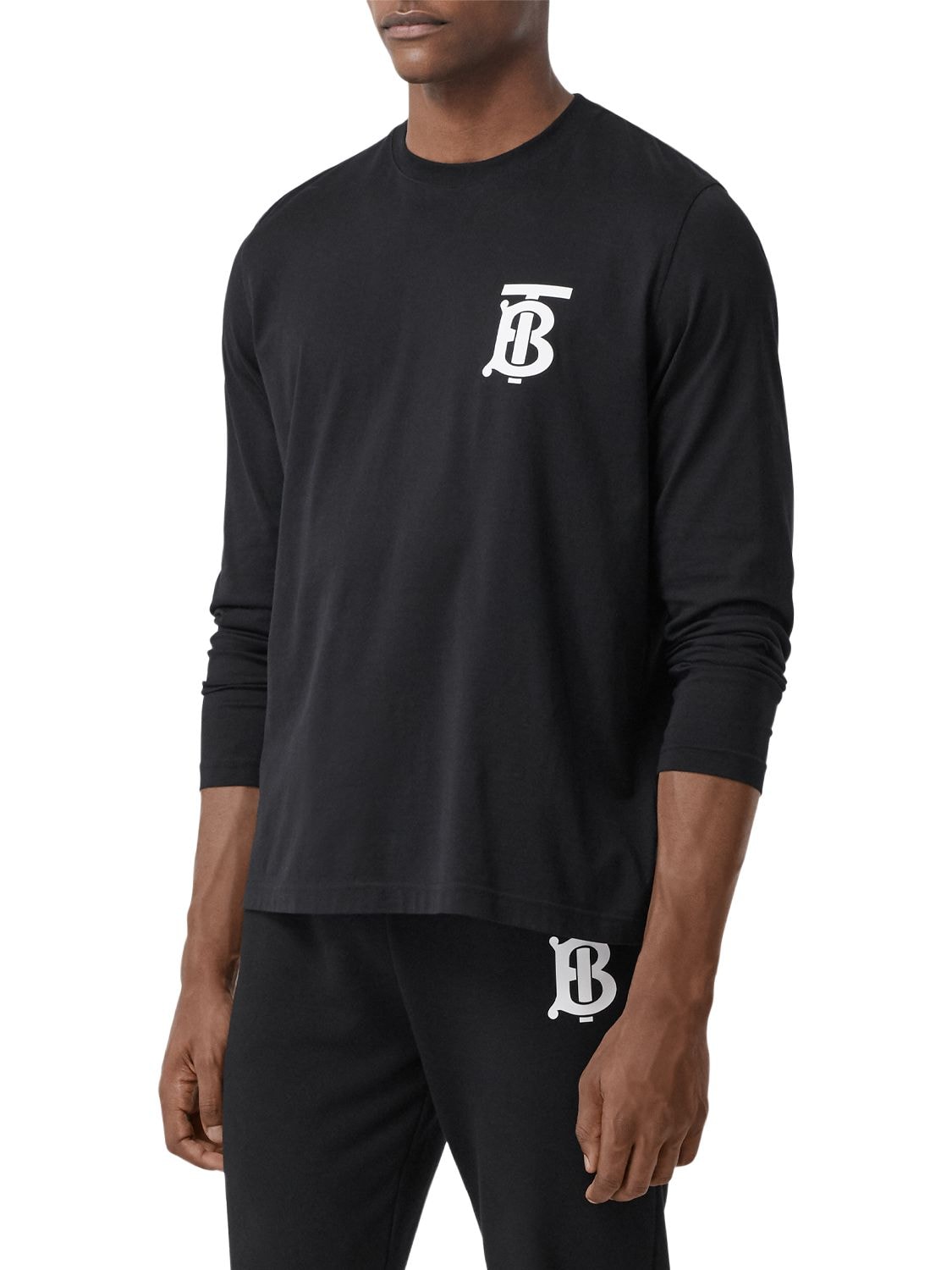 Burberry Oversize Tb Logo Cotton Jersey T-shirt In Black