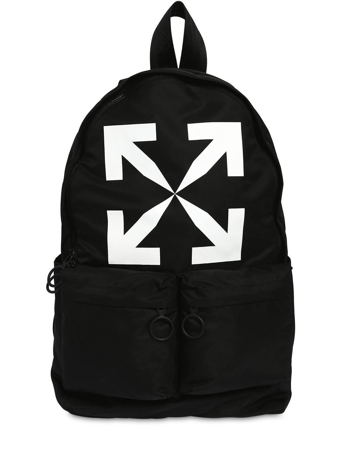 Off-white Print Arrows Tech Canvas Backpack In Black