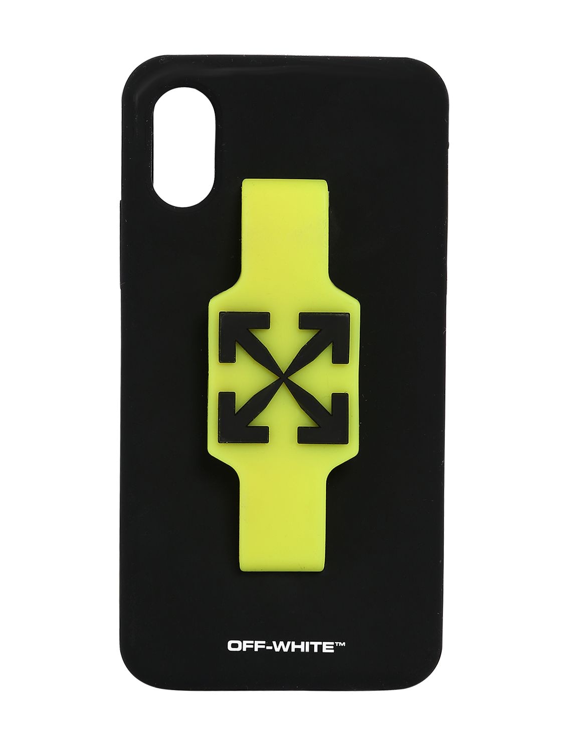 Off-white Logo Iphone X/xs Cover W/ Finger Grip In Black