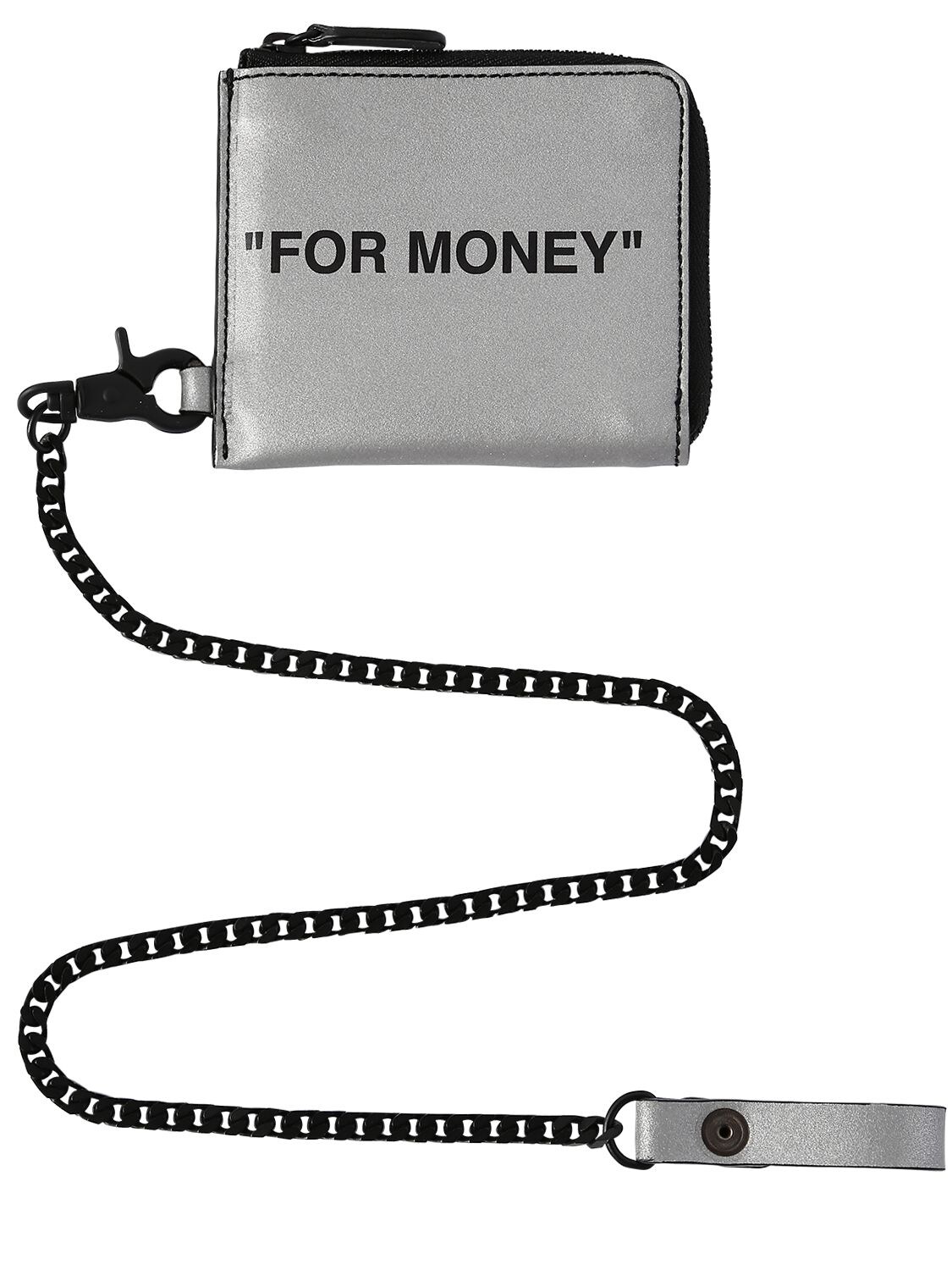 OFF-WHITE REFLECTIVE "FOR MONEY" CHAIN WALLET,71IJSX031-OTEXMA2
