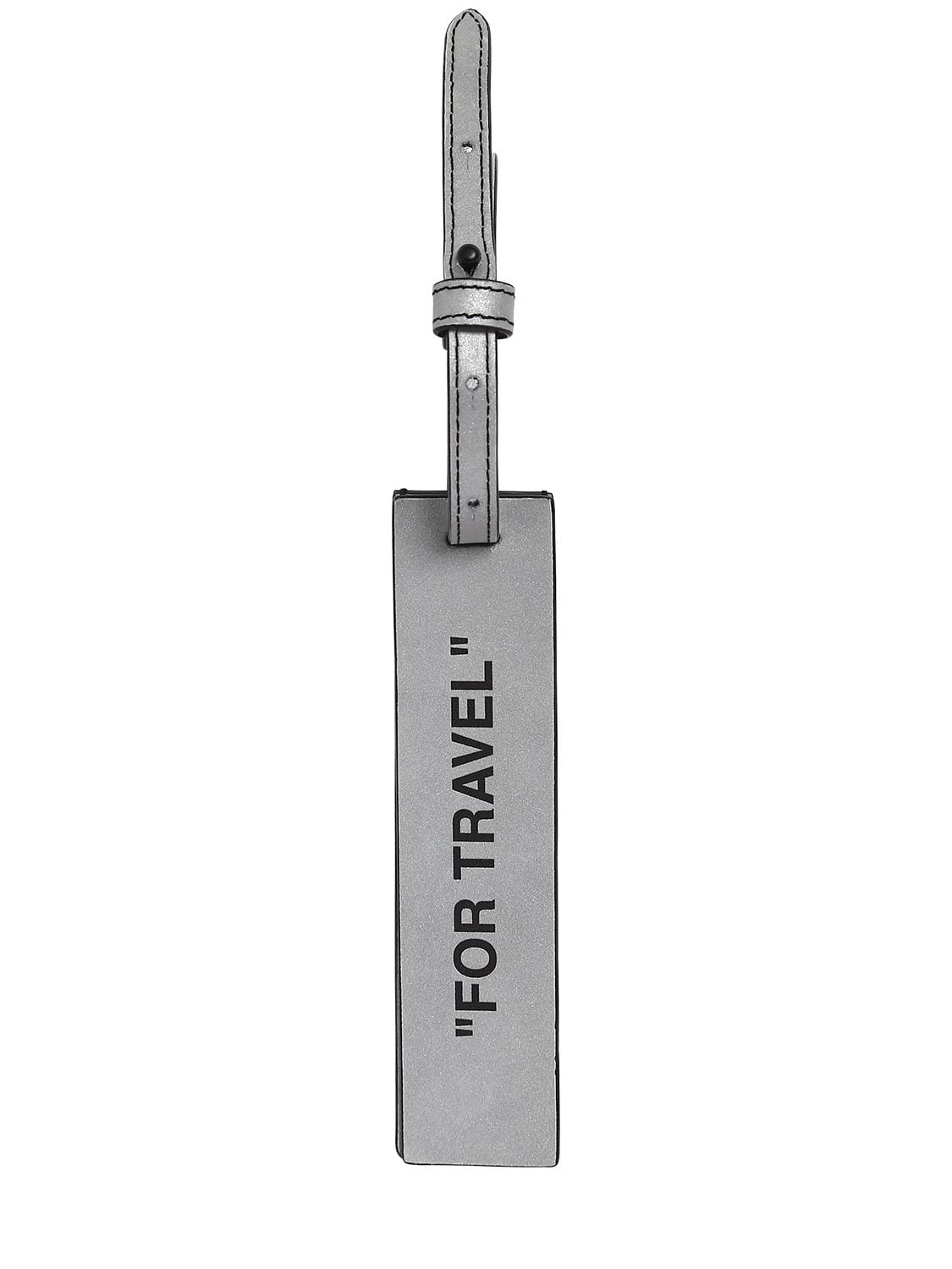 Off-white Reflective "for Travel" Luggage Tag In Silver,black