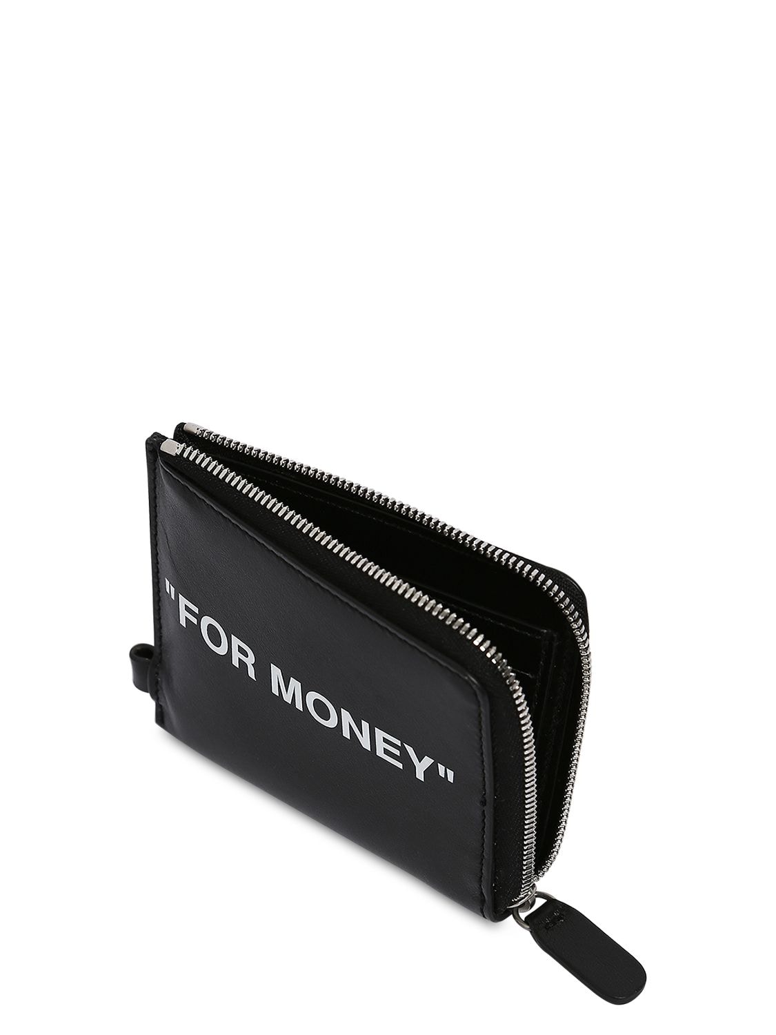 Off-white &quot;for Money&quot; Leather Chain Wallet In Black White | ModeSens