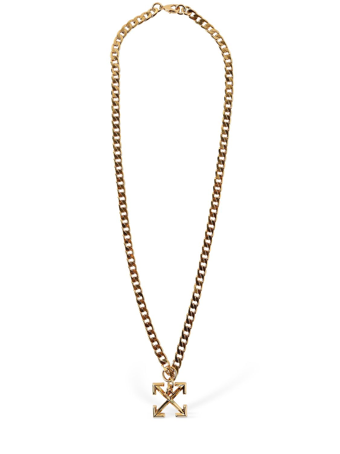Off-white Logo Arrows Metal Necklace In Gold