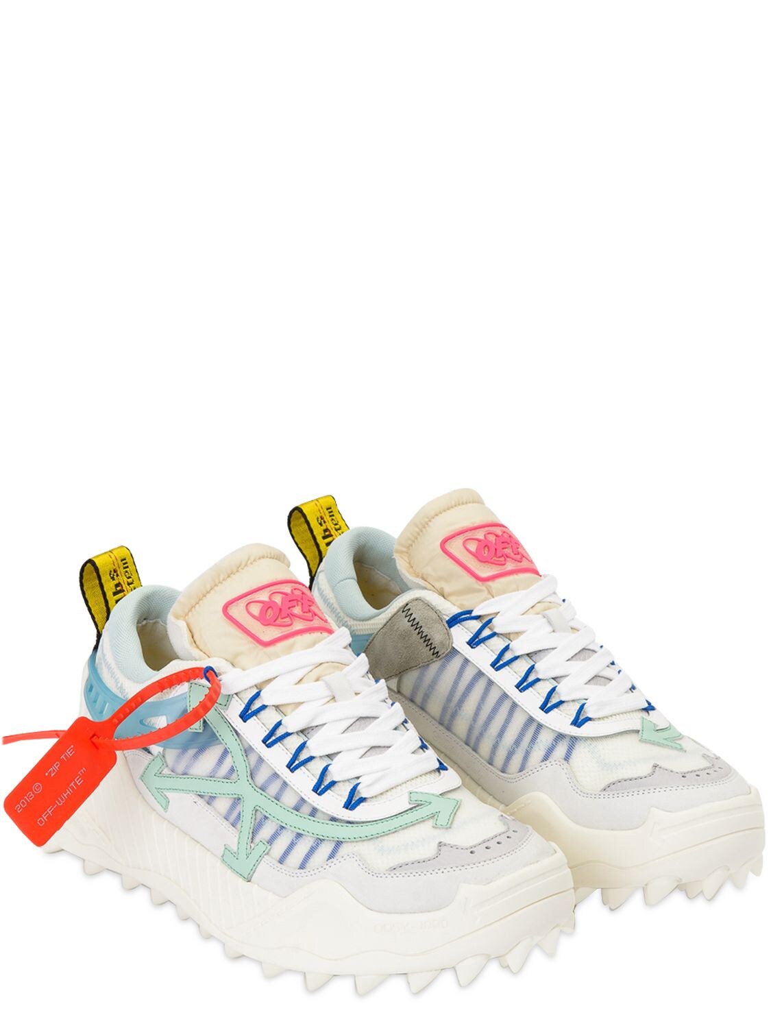 Off-white Odsy Chunky Tech Low-top Sneakers In White,light Blue