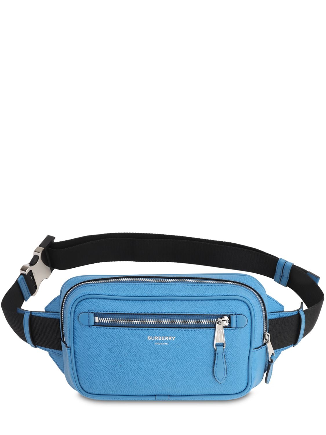 Burberry Logo Print Leather Belt Bag In True Blue