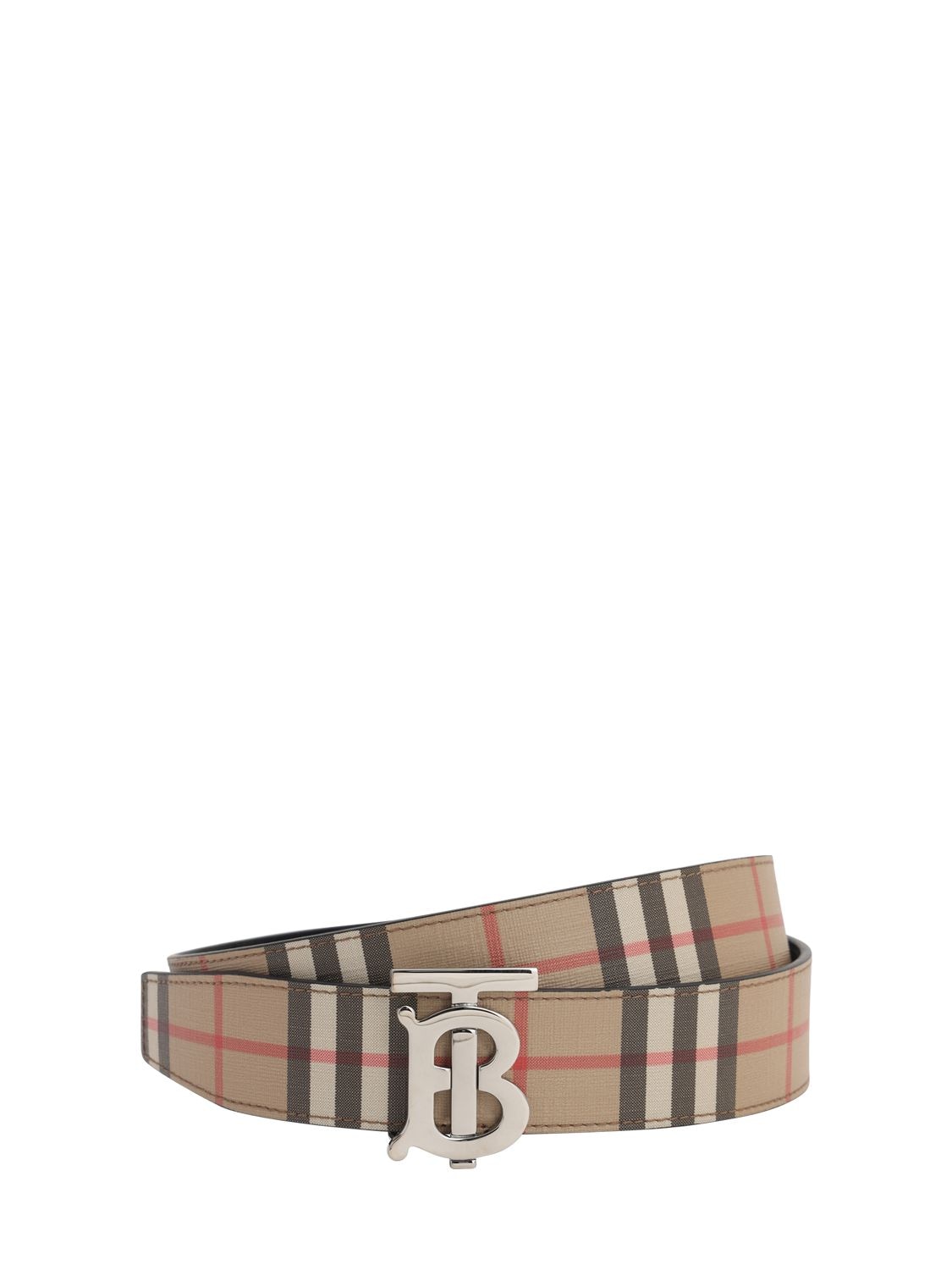 BURBERRY: belt in E-canvas with check pattern - Beige | Burberry belt  8042487 online at