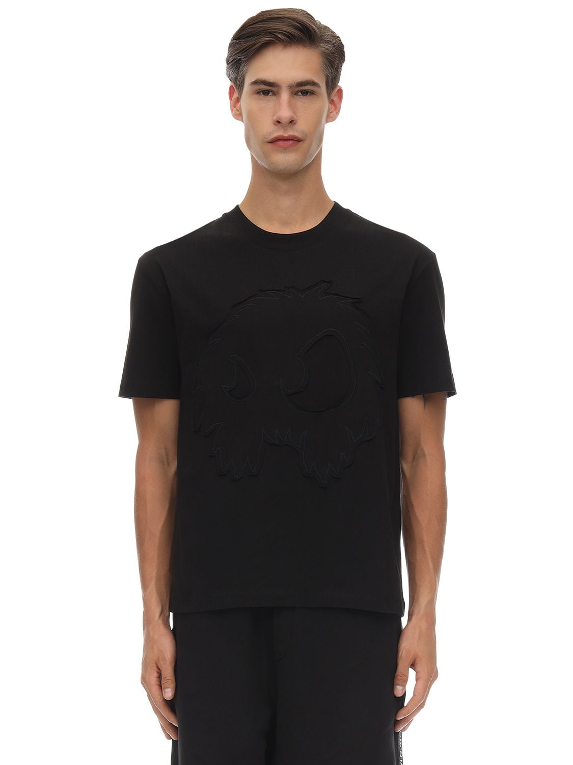 Mcq By Alexander Mcqueen Logo-embroidered Cotton-jersey T-shirt In Black