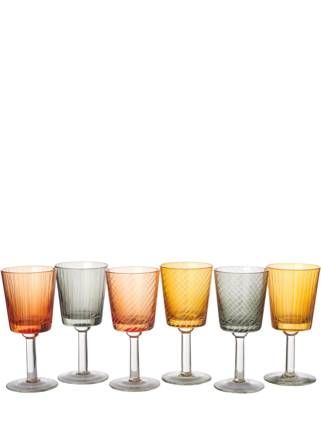 Pols Potten Set Of 6 Library Wine Glasses In Multicolor