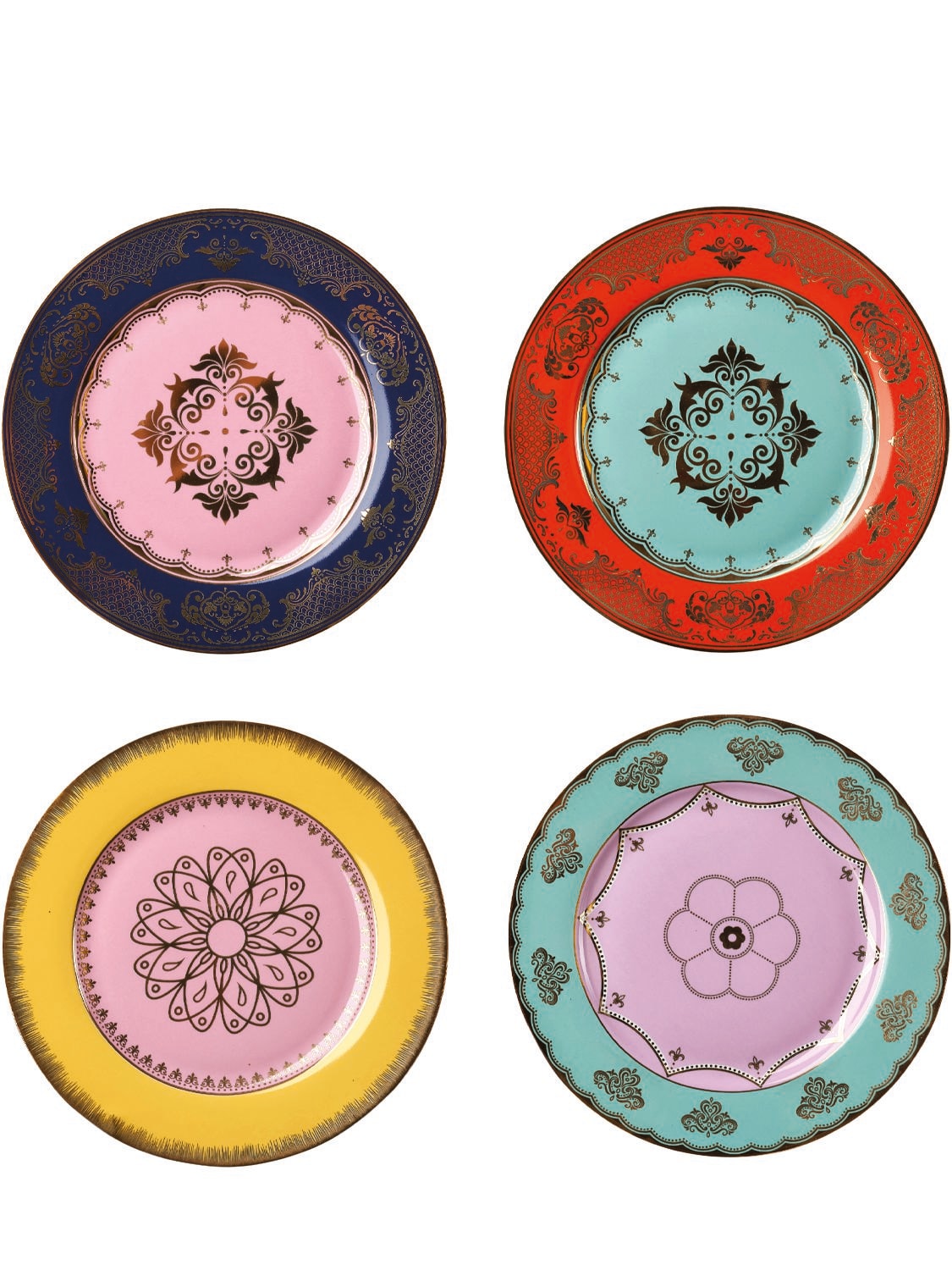 Pols Potten Set Of 4 Grandpa Side Plates In Multicolor