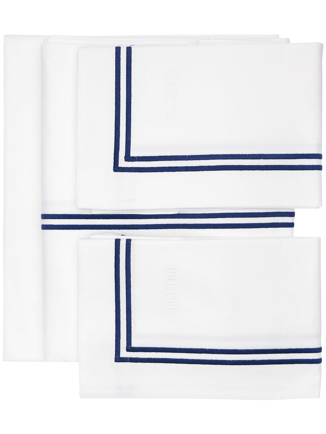 Frette Hotel Classic Cotton Percale Duvet Set In White,blue