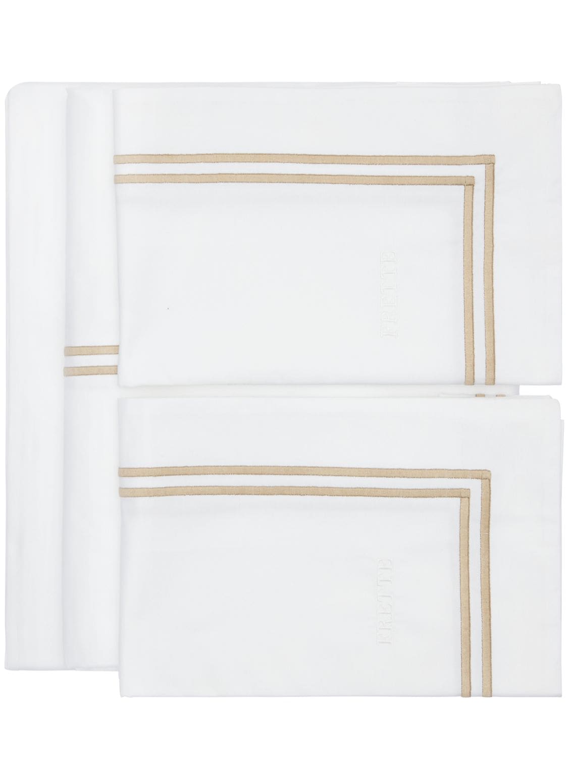 Frette Hotel Classic Cotton Percale Duvet Set In White,khaki