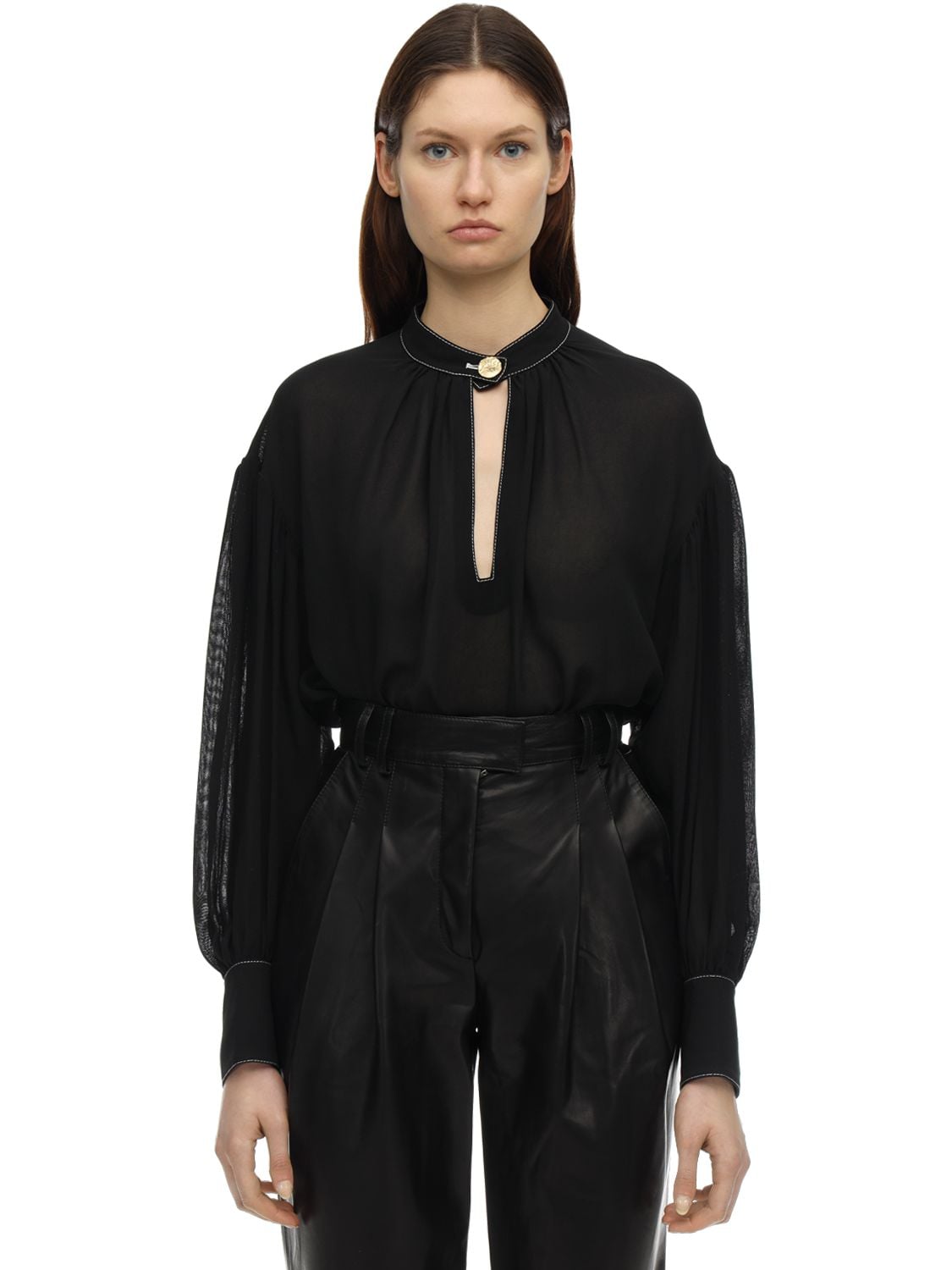 Proenza Schouler - Silk crepe shirt - Black | Luisaviaroma