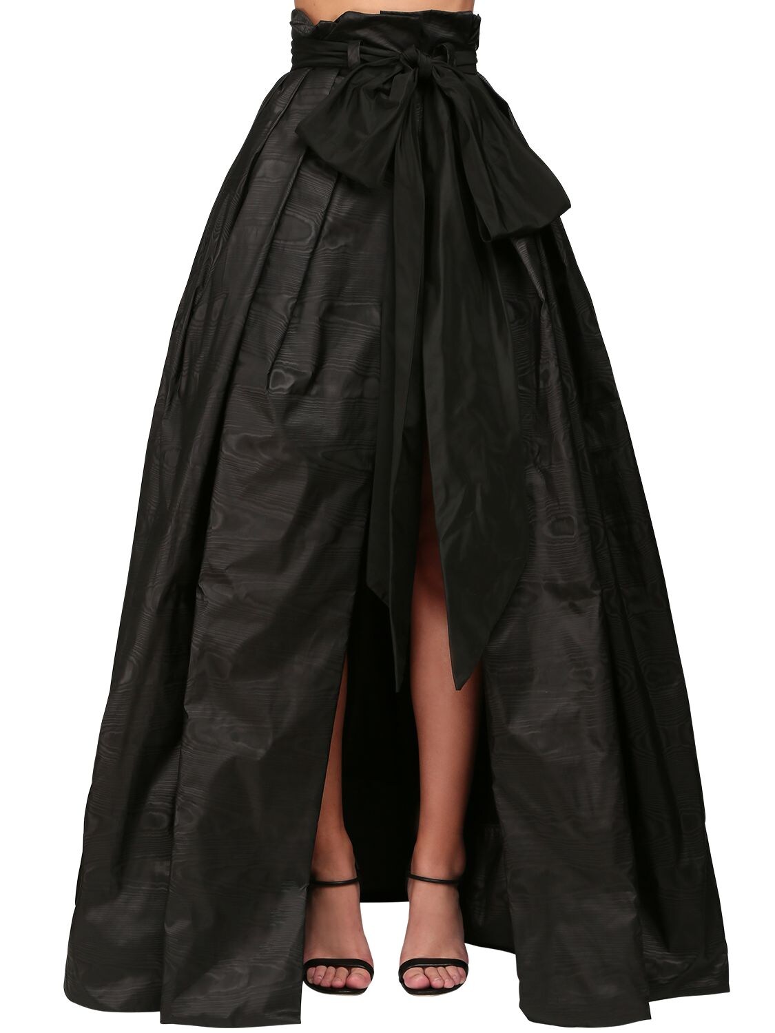 Yolancris Moiré Maxi Wrap Skirt In Black