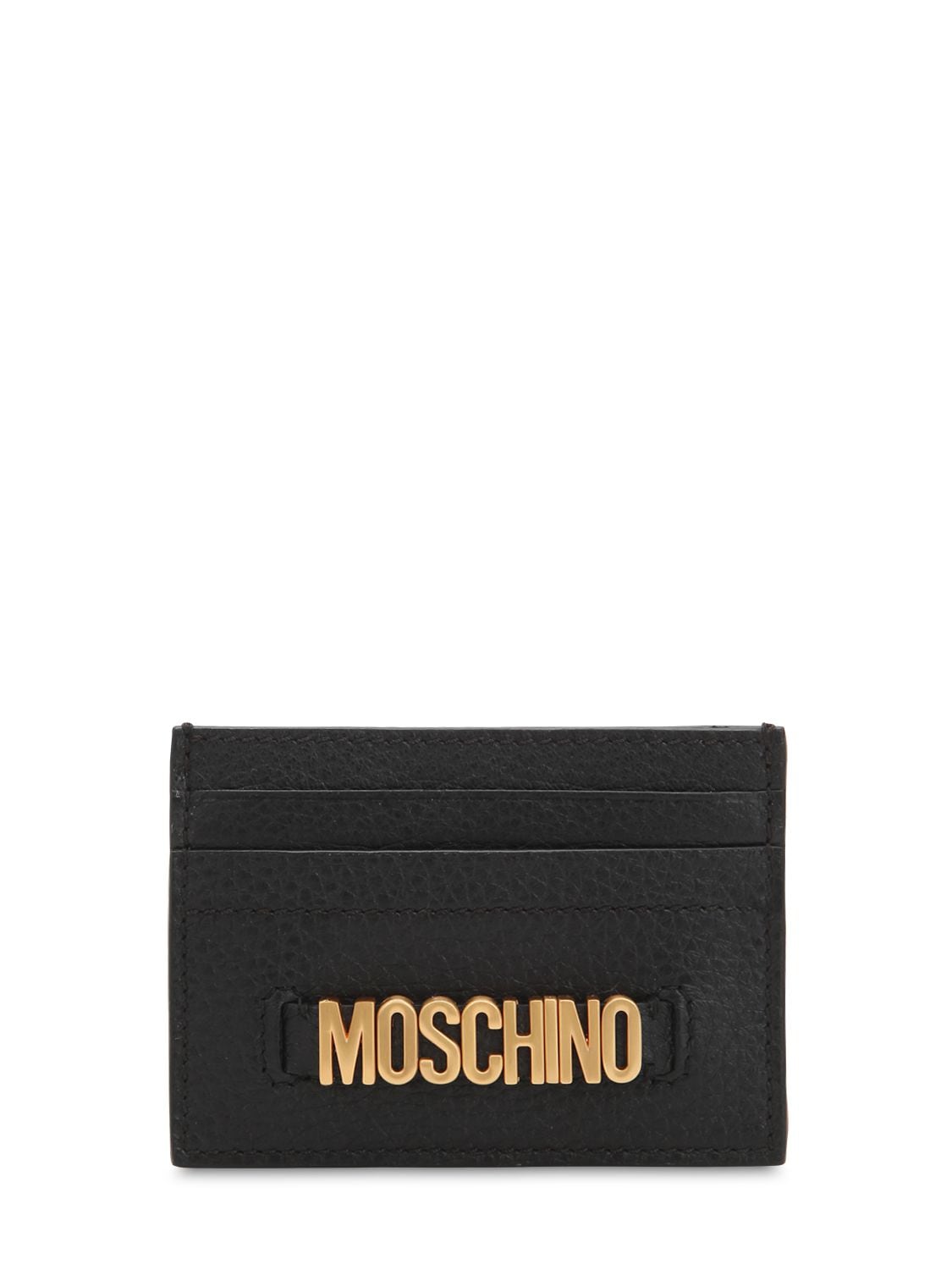 MOSCHINO LETTERED LOGO LEATHER CARD HOLDER,71IL0M033-QTA1NTU1