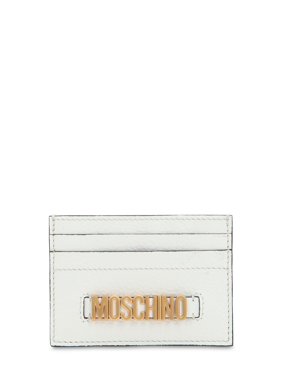 Moschino Lettered Logo Leather Card Holder In White