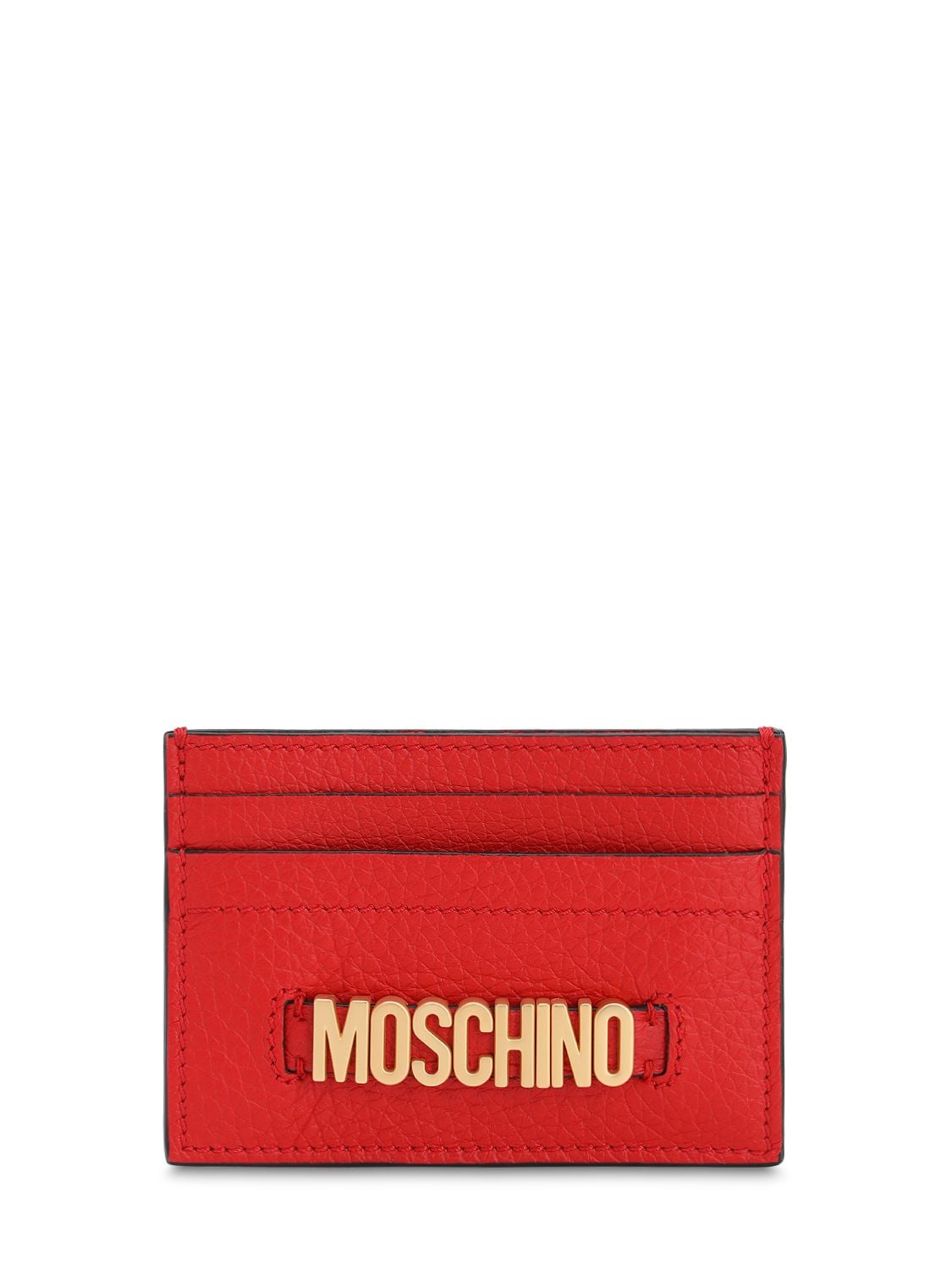 Moschino Lettered Logo Leather Card Holder In Red | ModeSens