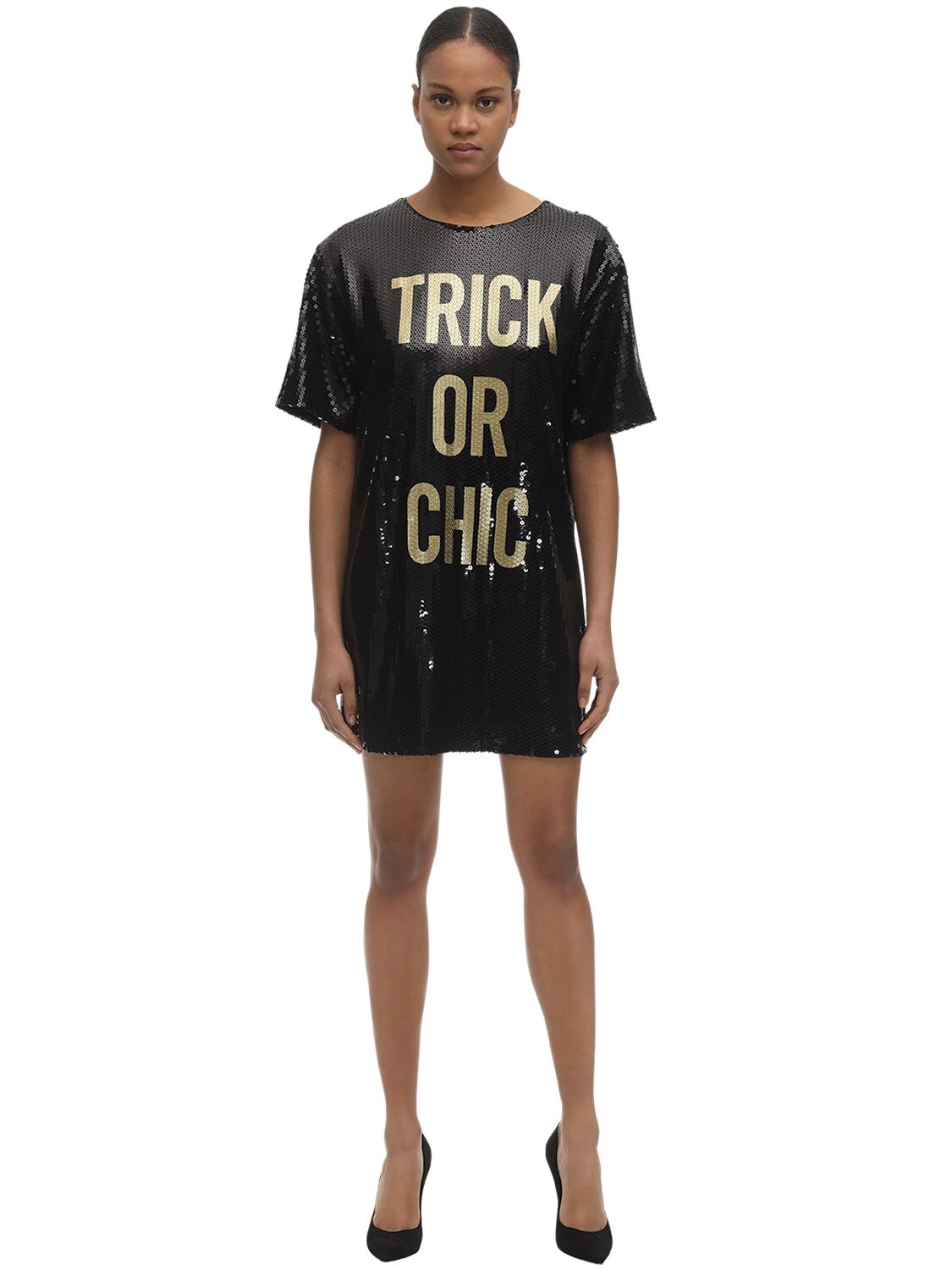 Moschino Trick Or Chick Sequined Dress In Black