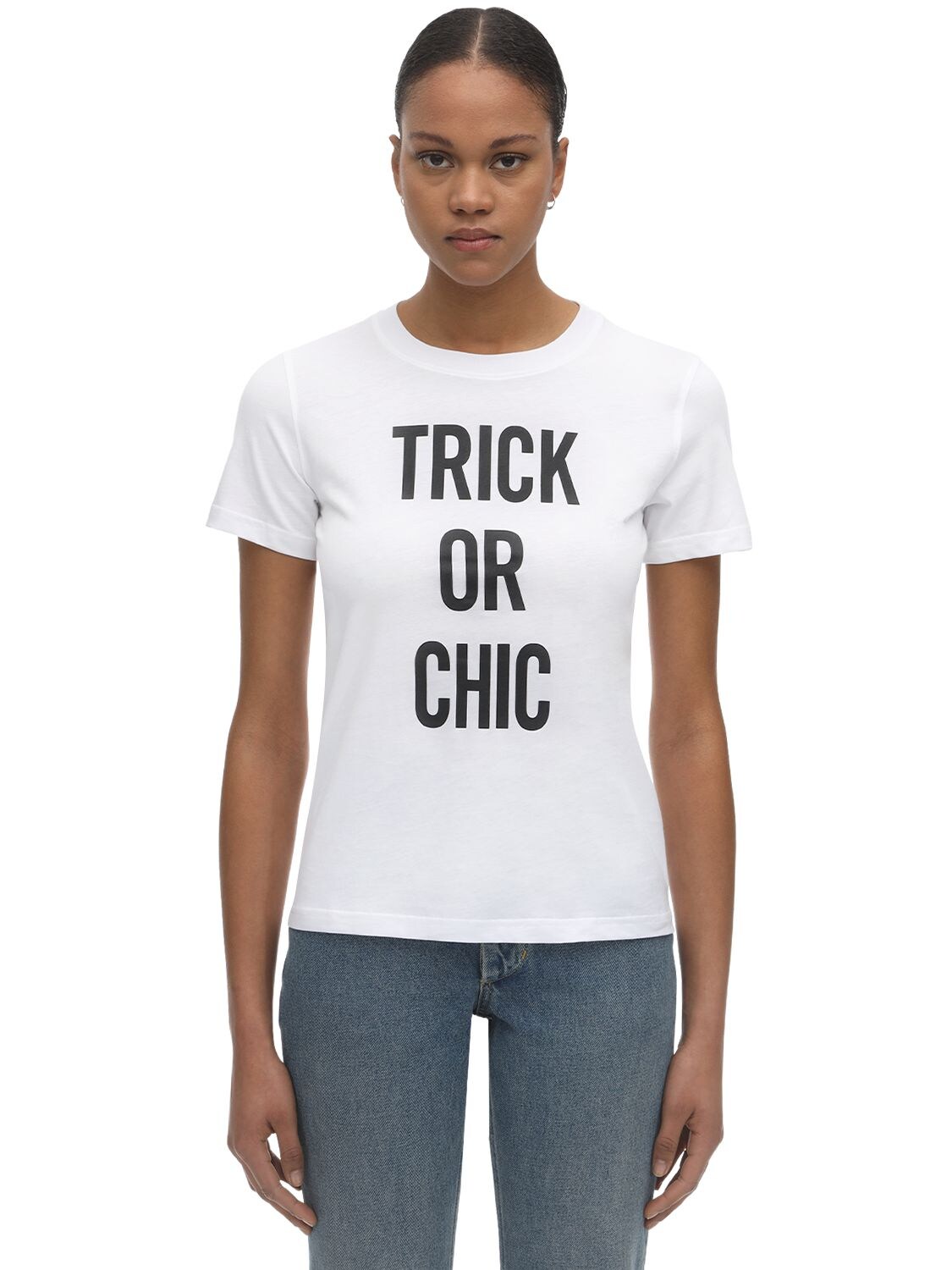 MOSCHINO “TRICK OR CHIC”标准版型纯棉T恤,71IL0O019-MTAWMQ2