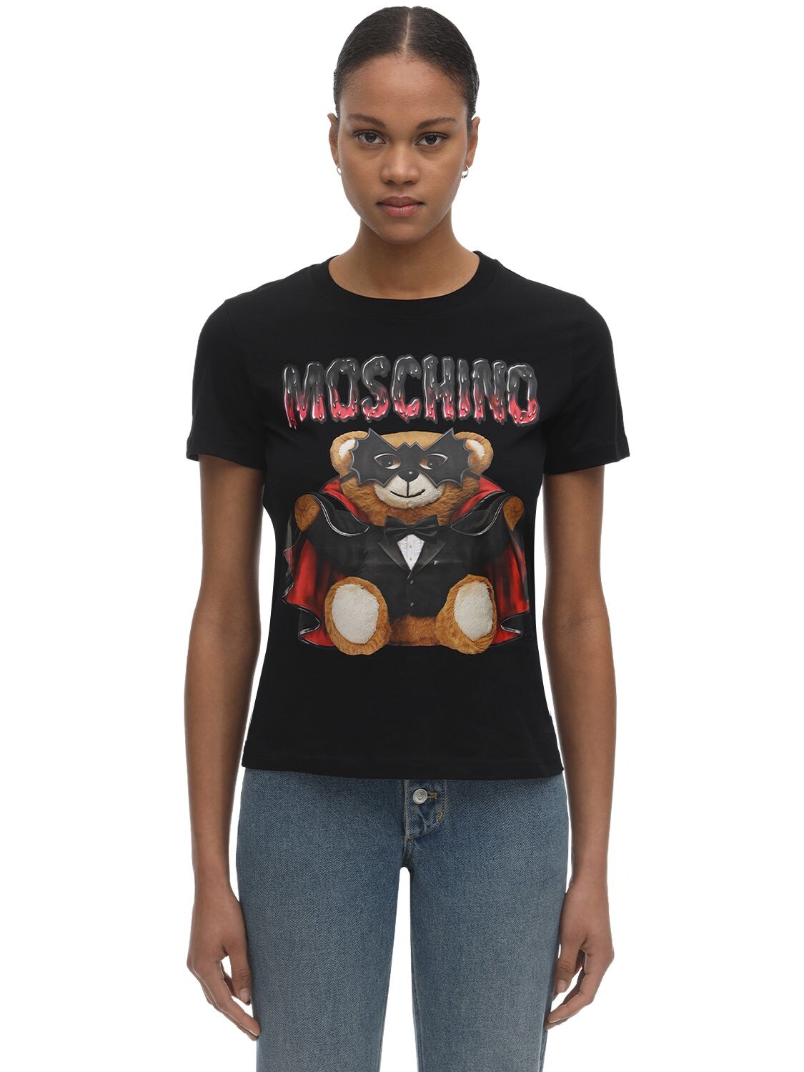 MOSCHINO “BAT TEDDY”印花纯棉T恤,71IL0O022-MTU1NQ2