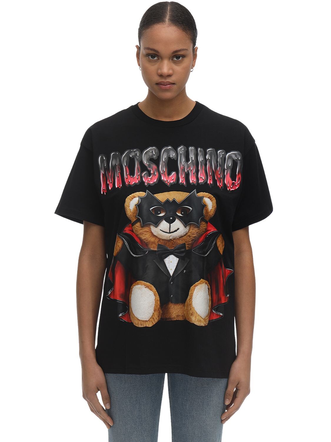 MOSCHINO OVER BAT TEDDY PRINT JERSEY T-SHIRT,71IL0O035-MTU1NQ2