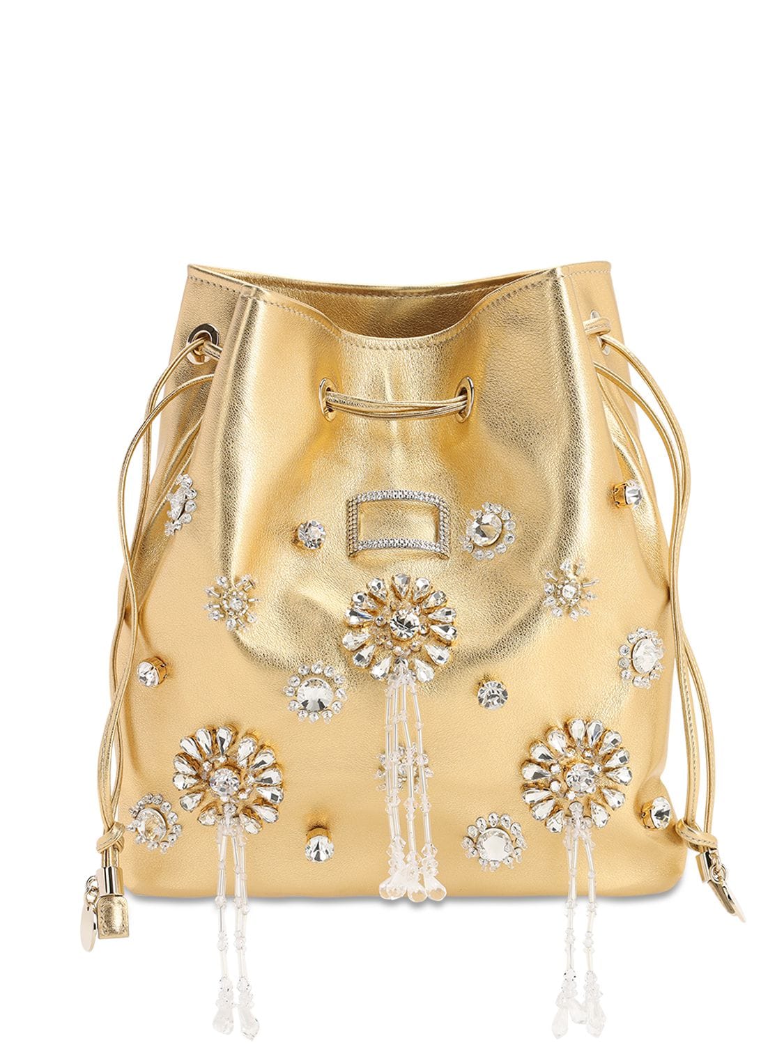 Roger Vivier Viv Pocket Grand Embellished Bag In Gold