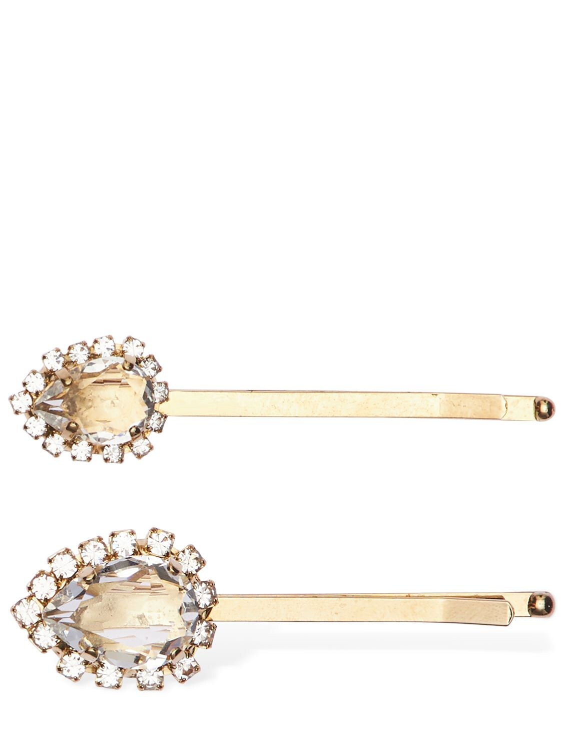 Rosantica Set Of 2 Cuori Crystal Hair Clips In Gold,crystal