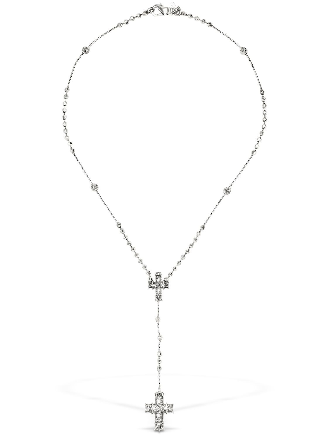 Shop Emanuele Bicocchi Rosary Long Necklace In Silver