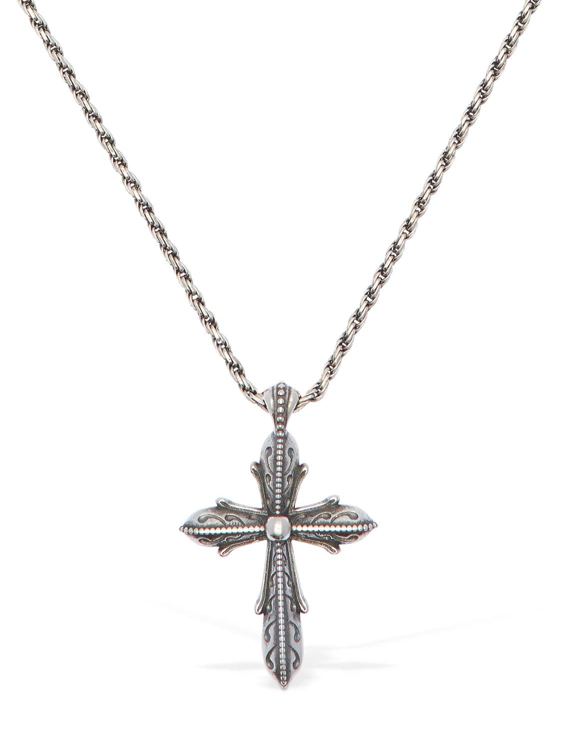 Emanuele Bicocchi Medium Cross Chain Necklace In Silver
