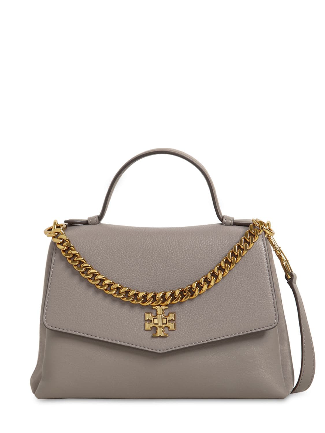 Tory Burch Kira Grained & Smooth Leather Bag In Grey