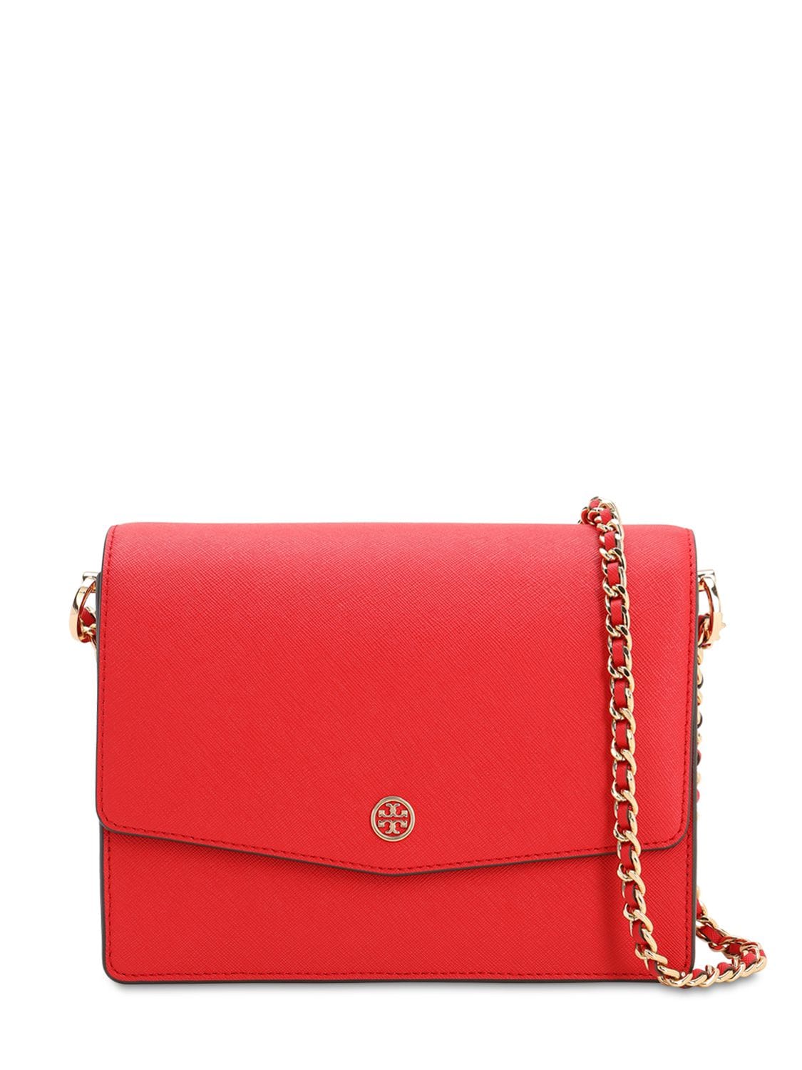 Tory Burch Robinson Leather Shoulder Bag In Red | ModeSens