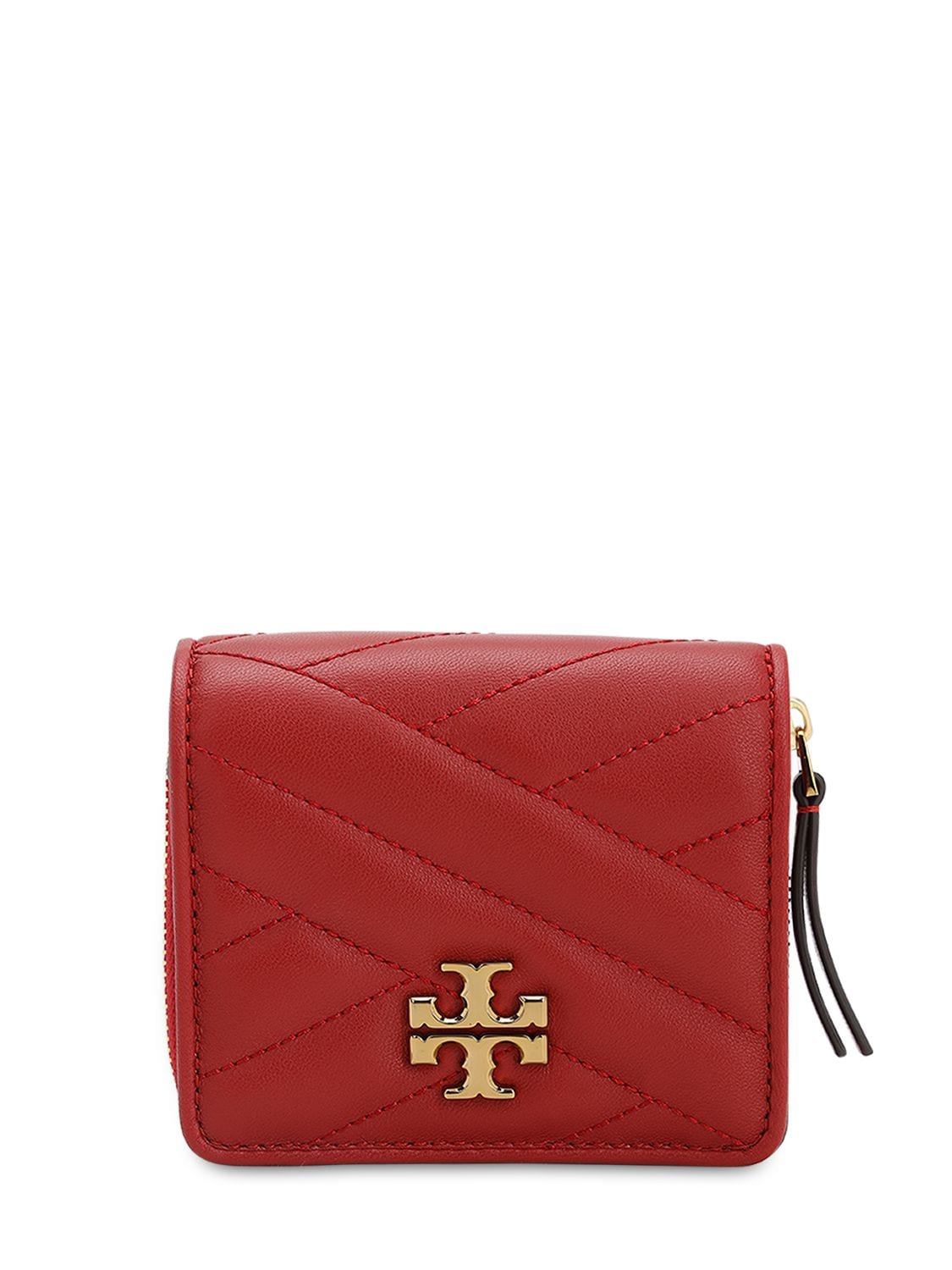 Tory Burch Kira Quilted Leather Compact Wallet In Red